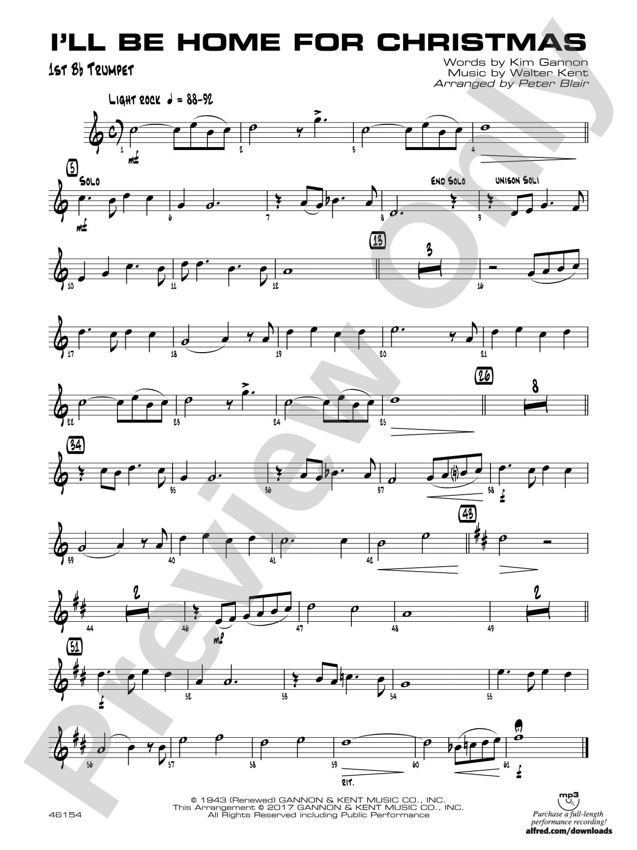 I'll Be Home for Christmas: 1st B-flat Trumpet
