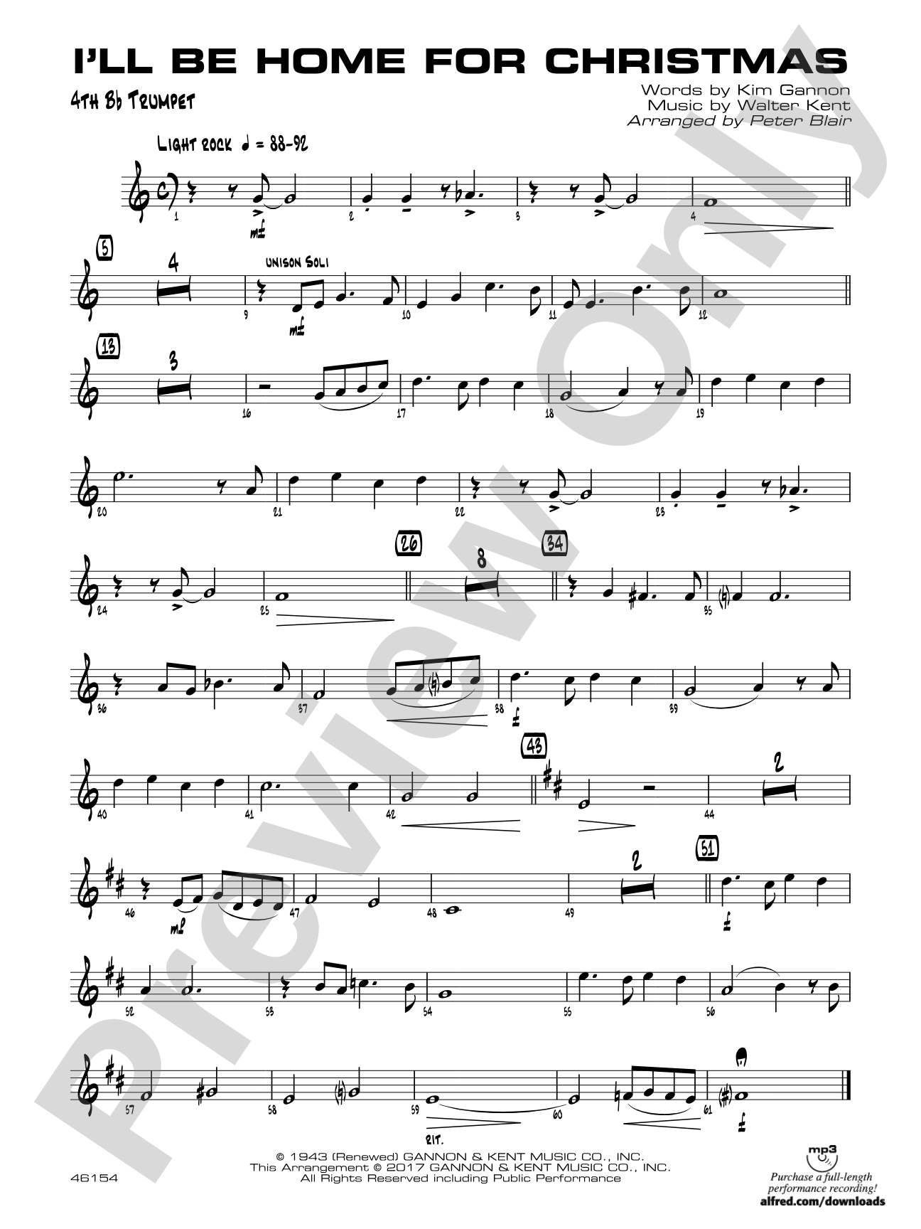 I'll Be Home for Christmas: 4th B-flat Trumpet
