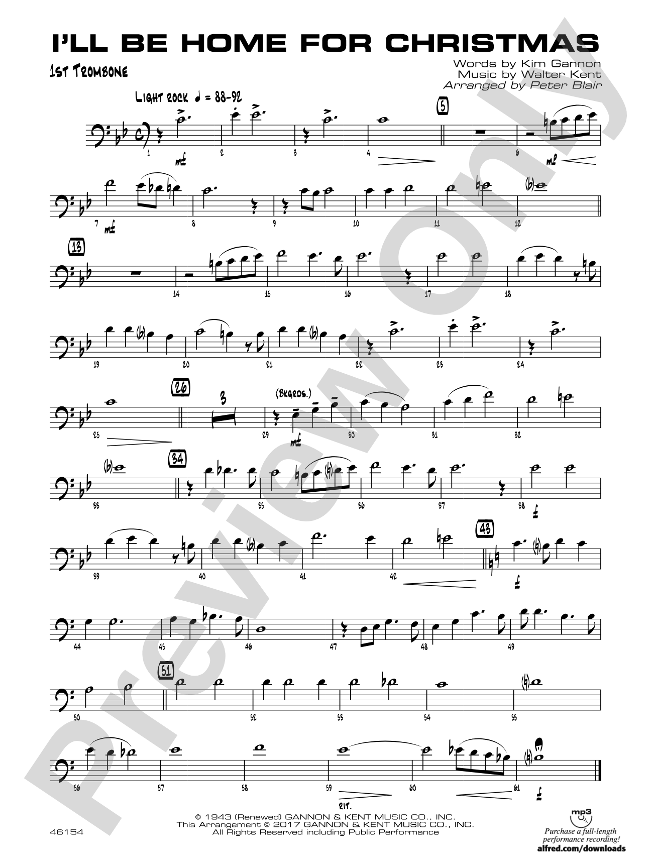 I'll Be Home for Christmas: 1st Trombone