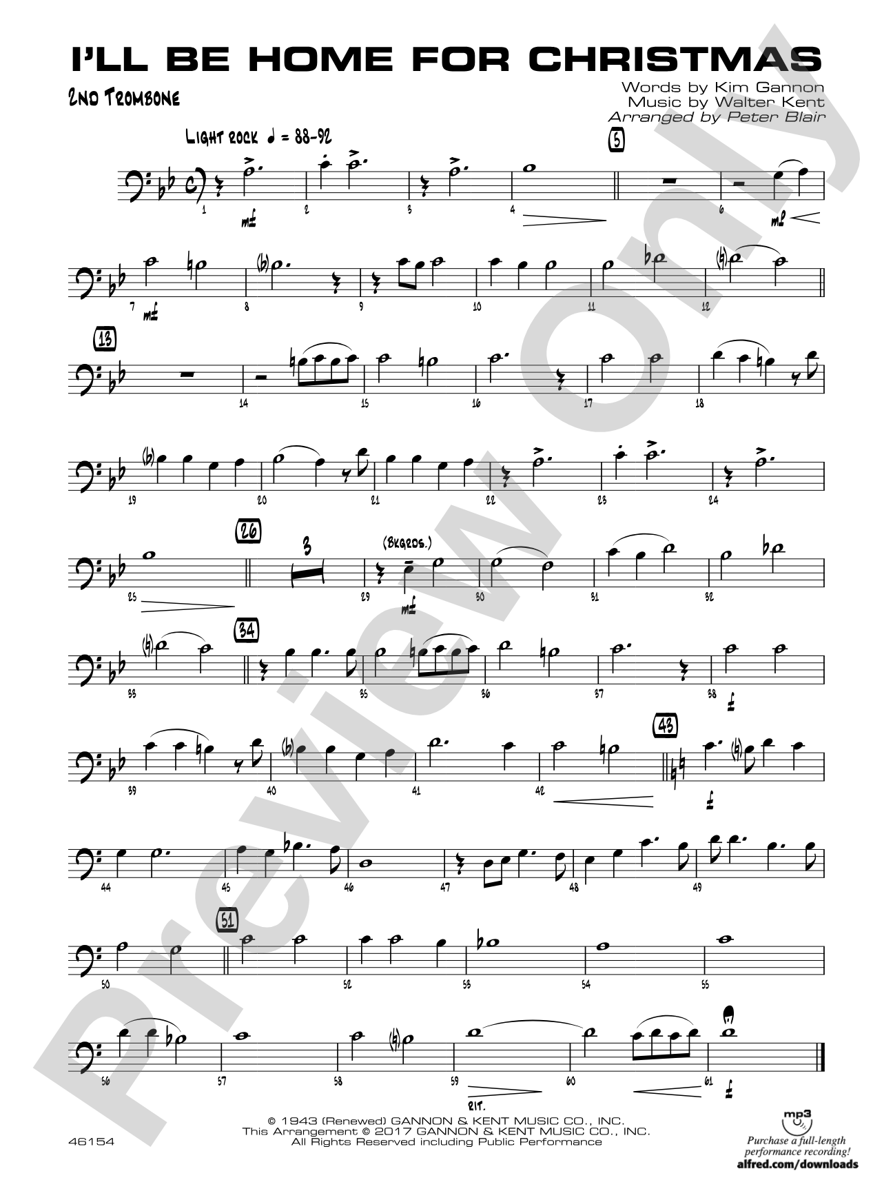 I'll Be Home for Christmas: 2nd Trombone