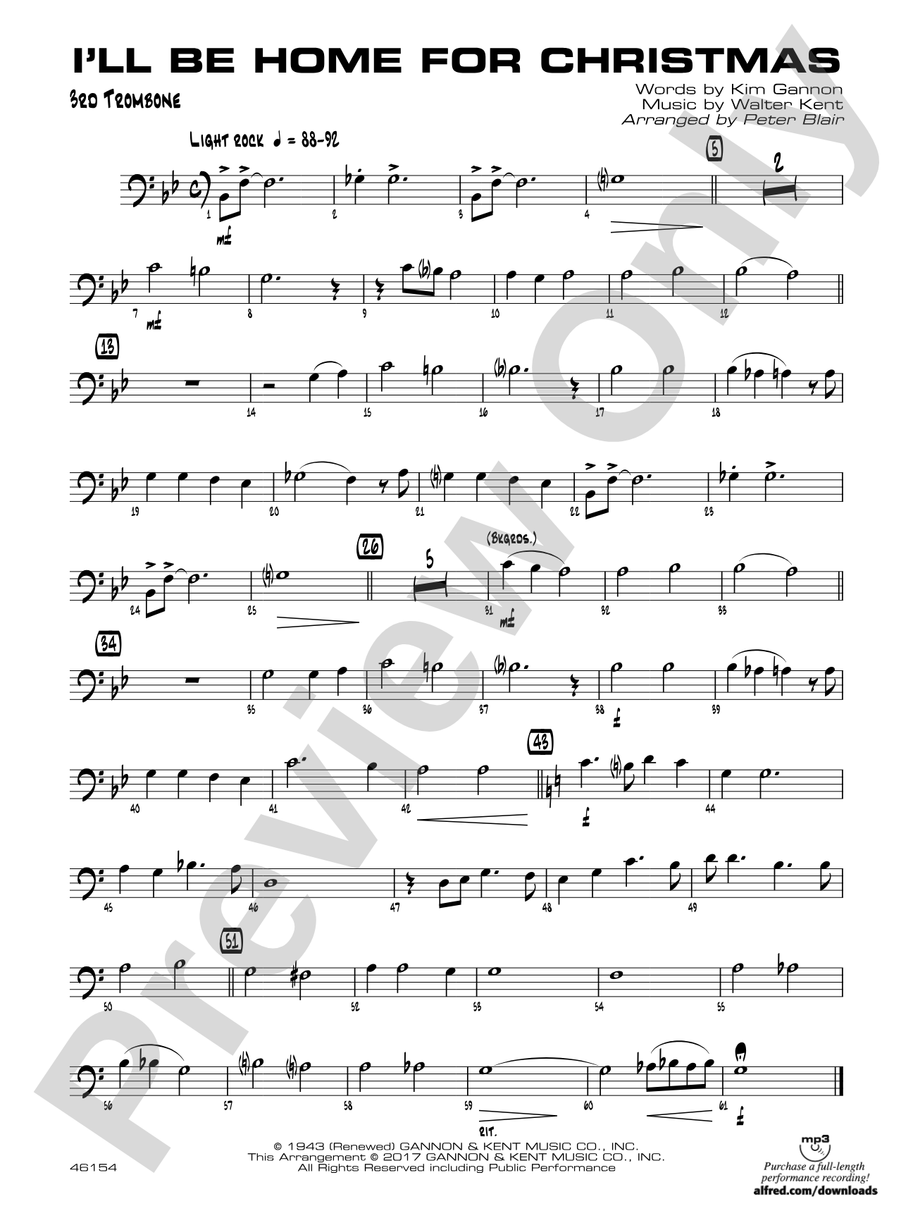 I'll Be Home for Christmas: 3rd Trombone