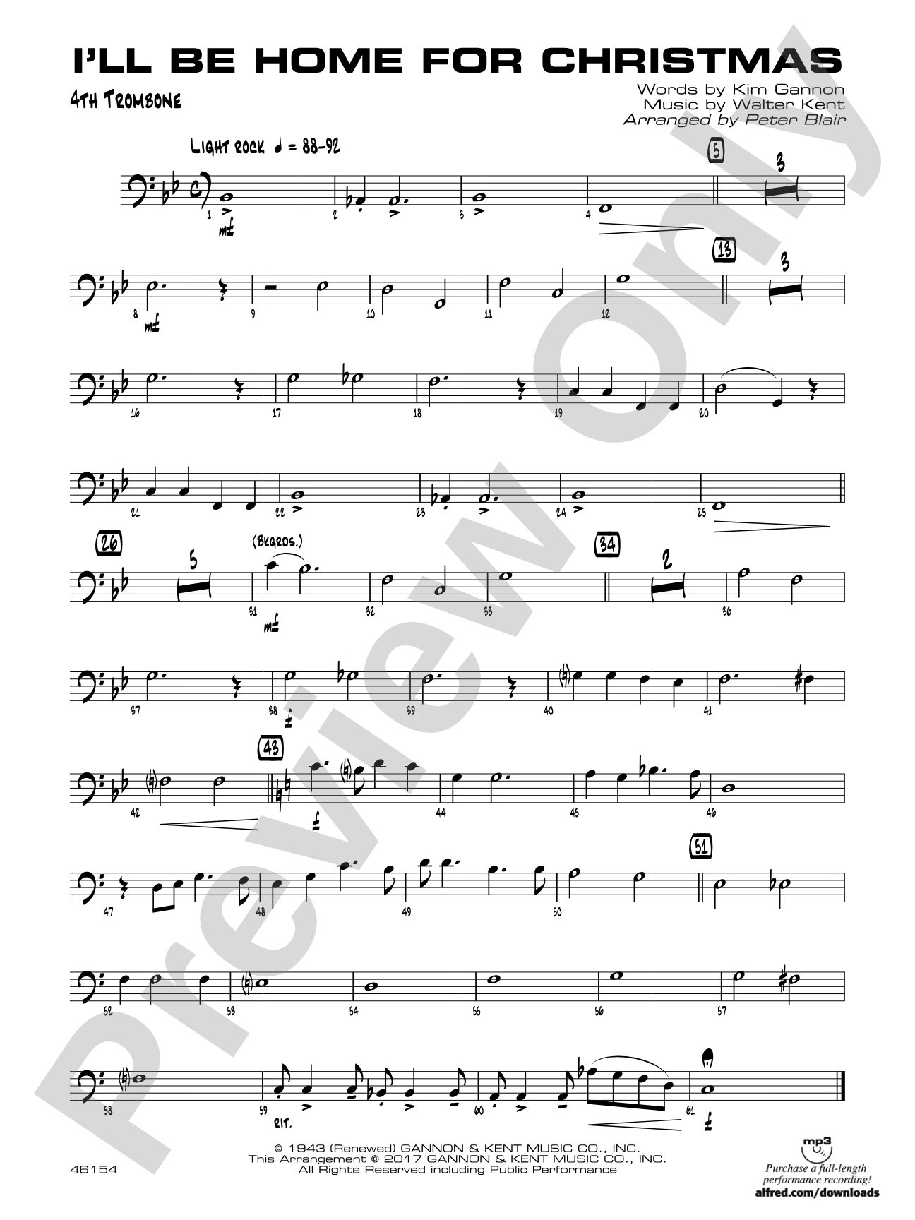 I'll Be Home for Christmas: 4th Trombone
