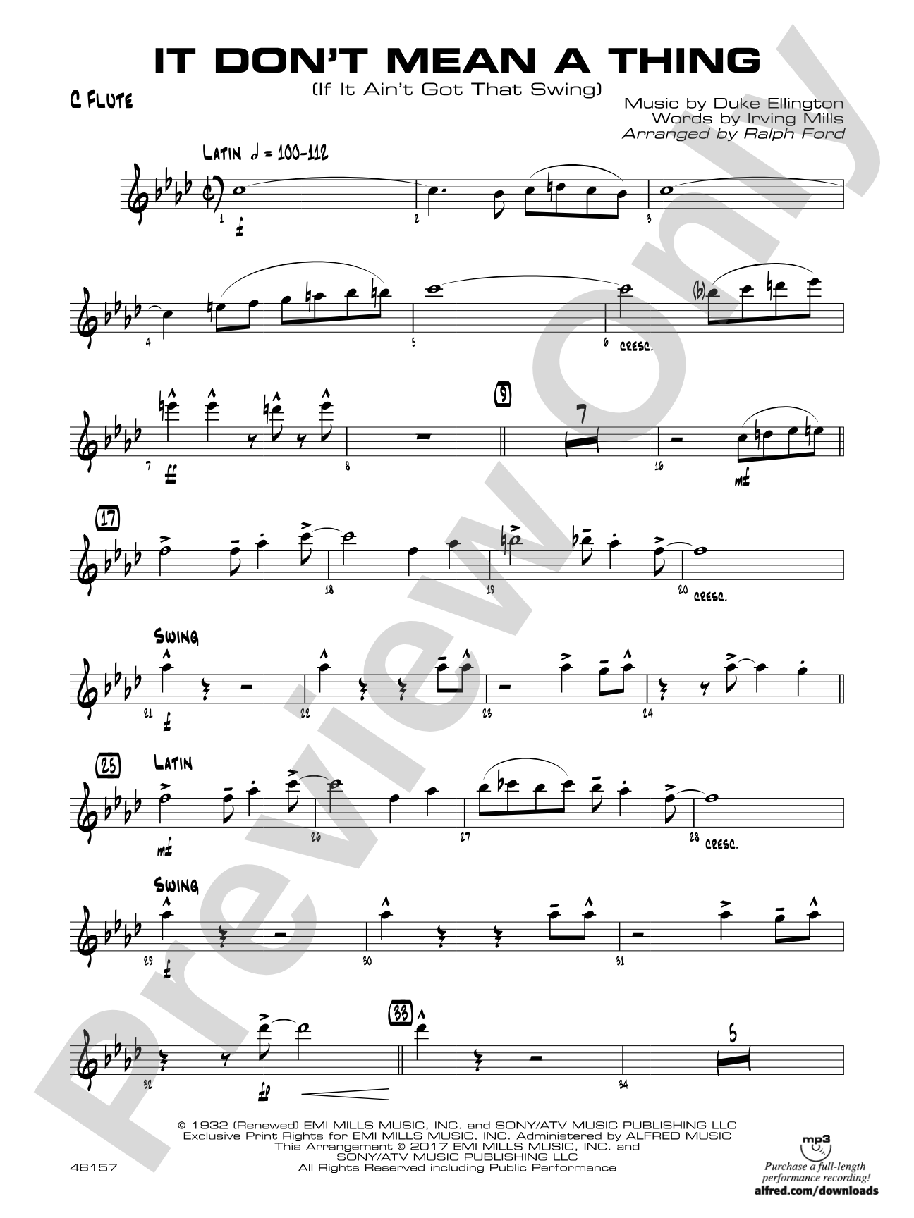 It Don't Mean a Thing (If It Ain't Got That Swing): Flute