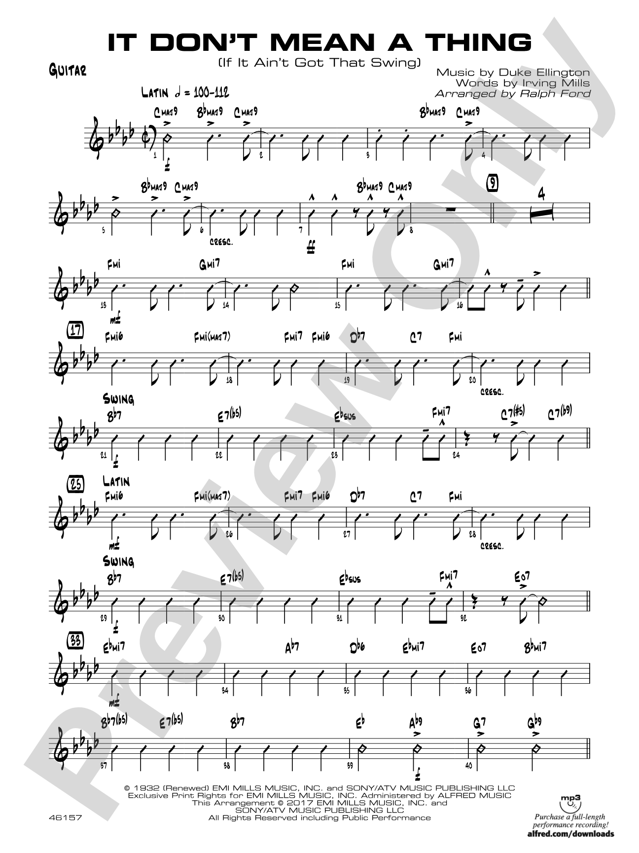 It Don't Mean a Thing (If It Ain't Got That Swing): Guitar