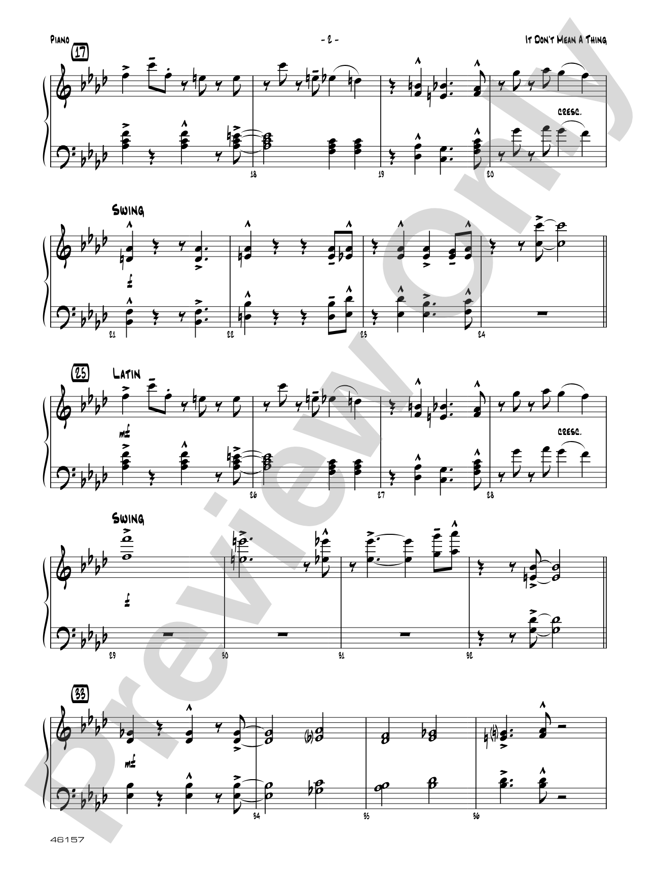 It Don't Mean a Thing (If It Ain't Got That Swing): Piano Accompaniment