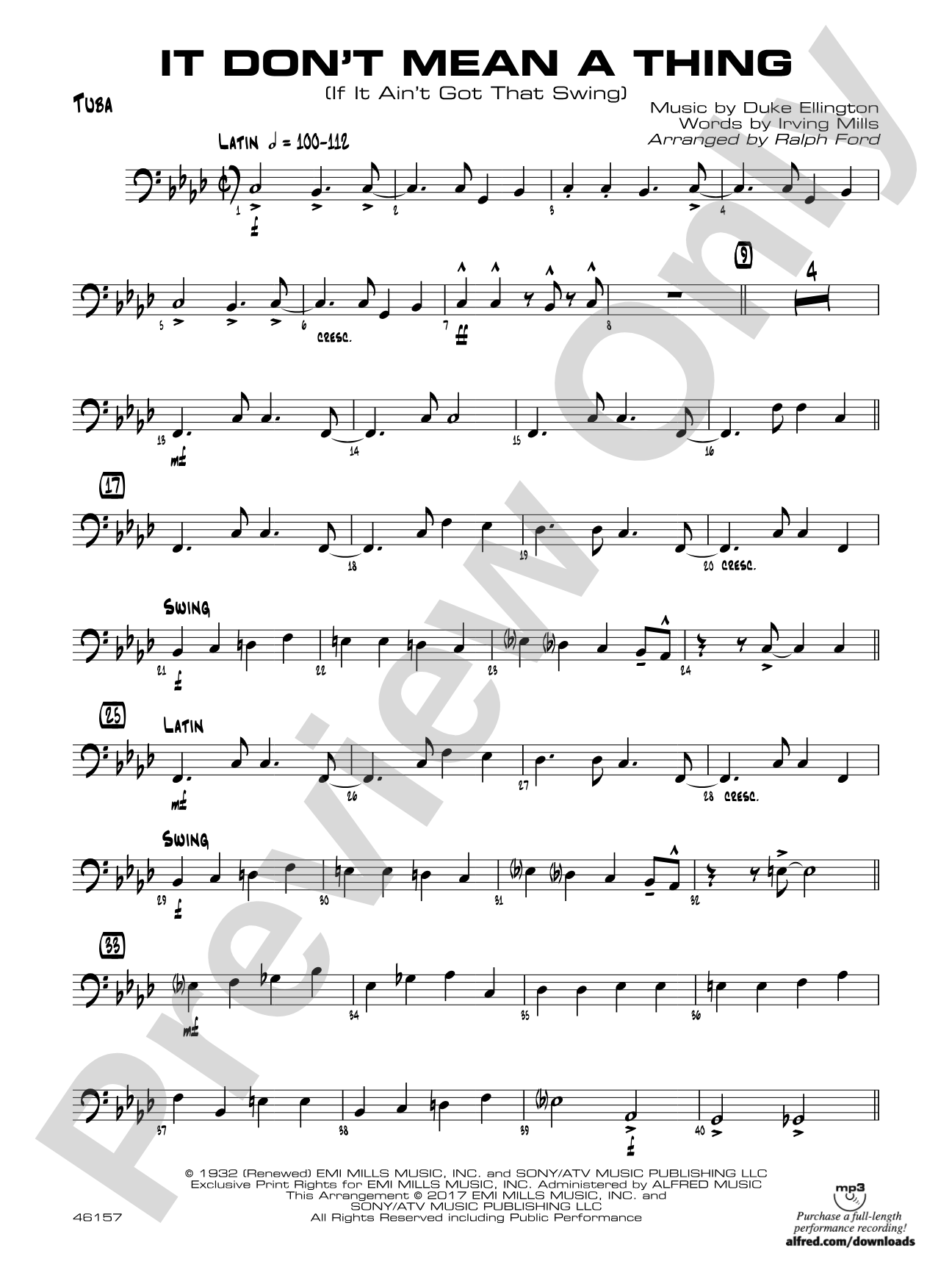 It Don't Mean a Thing (If It Ain't Got That Swing): Tuba