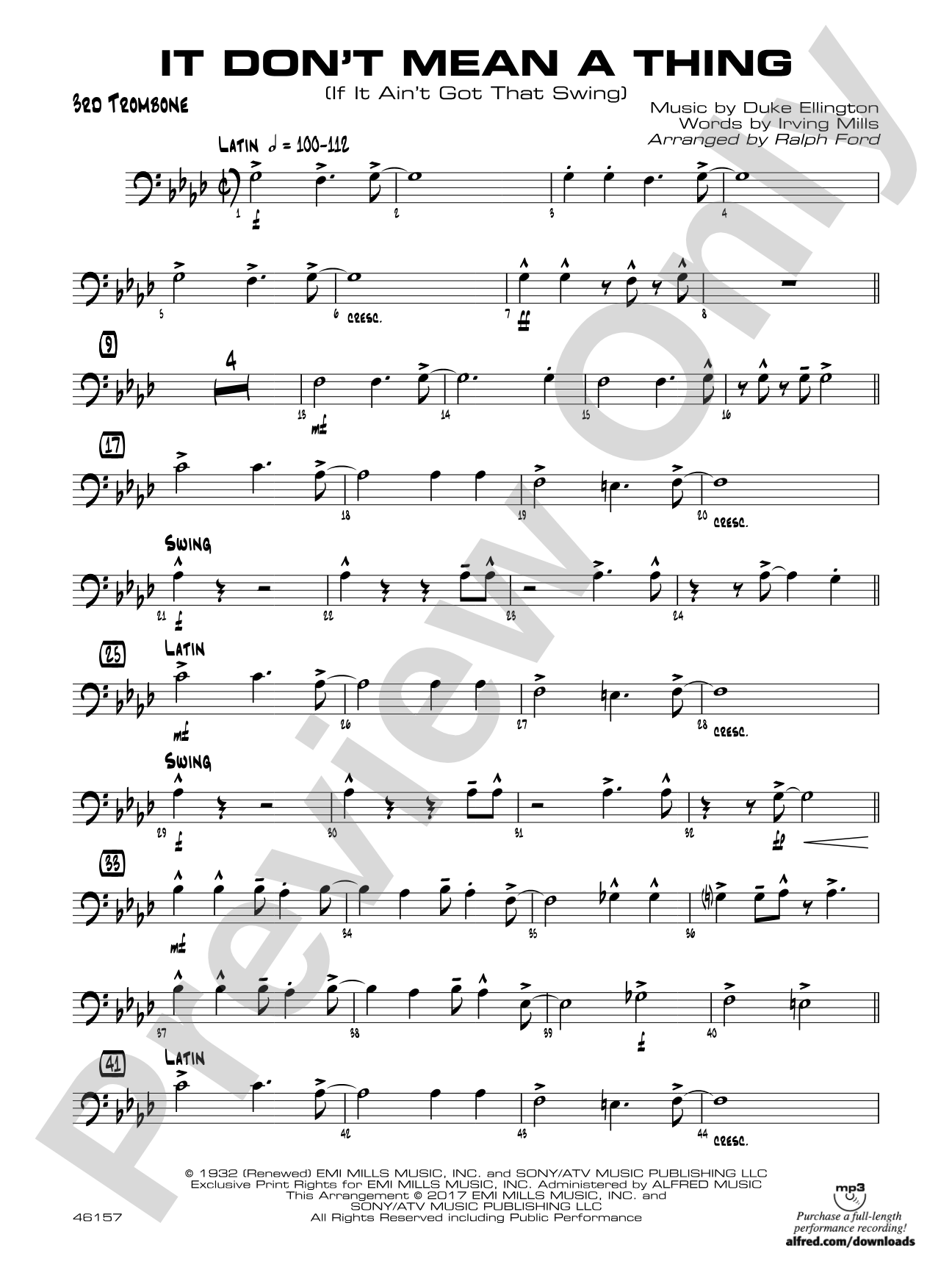 It Don't Mean a Thing (If It Ain't Got That Swing): 3rd Trombone