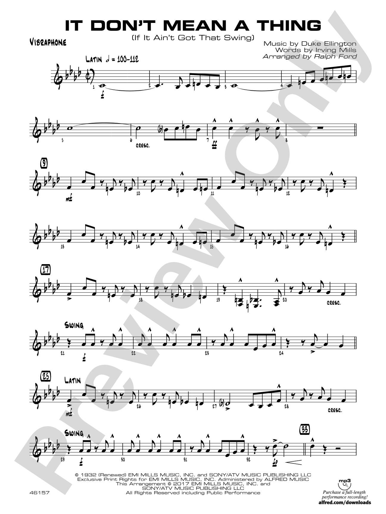 It Don't Mean a Thing (If It Ain't Got That Swing): Vibraphone