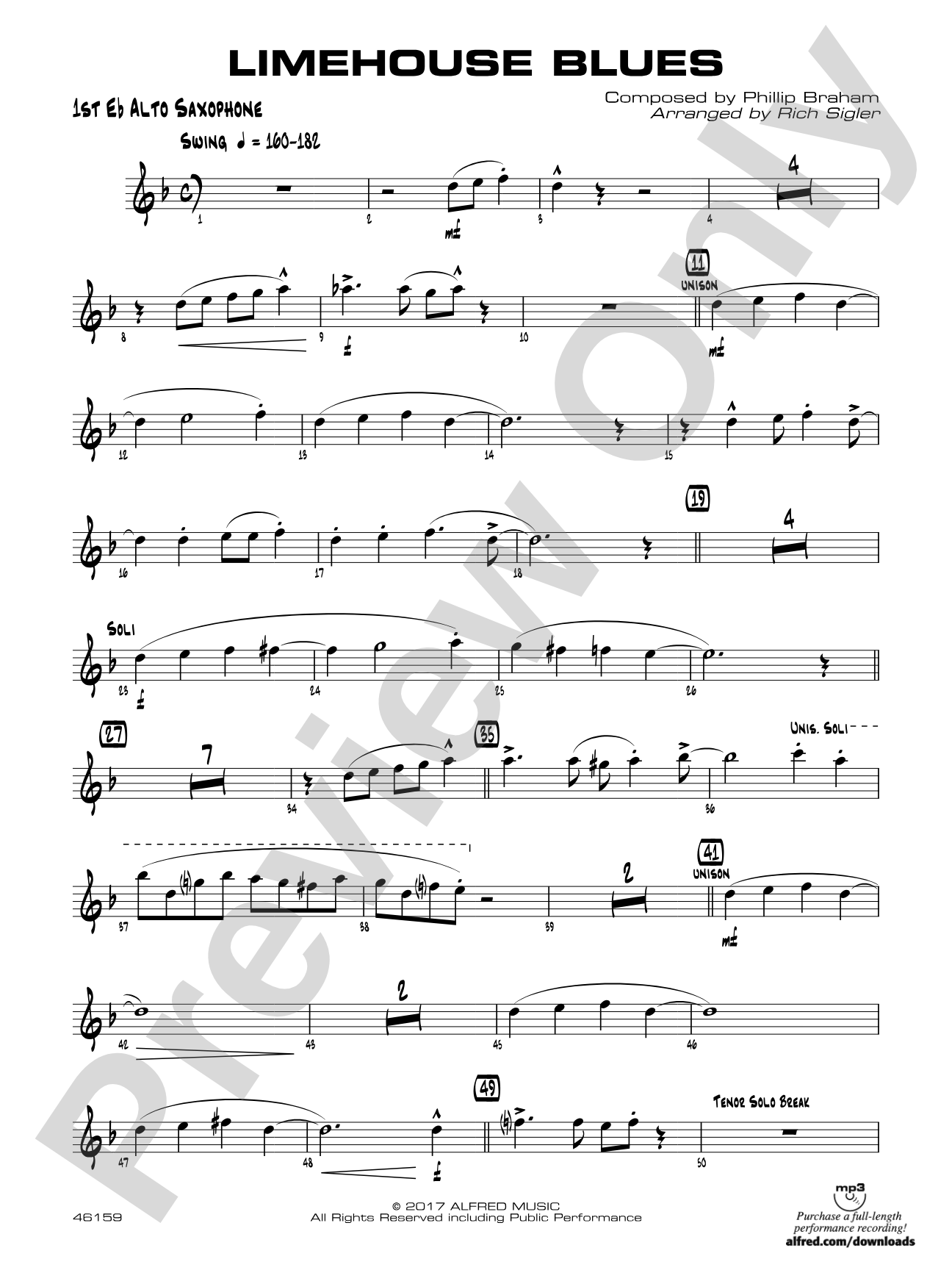 Limehouse Blues: E-flat Alto Saxophone