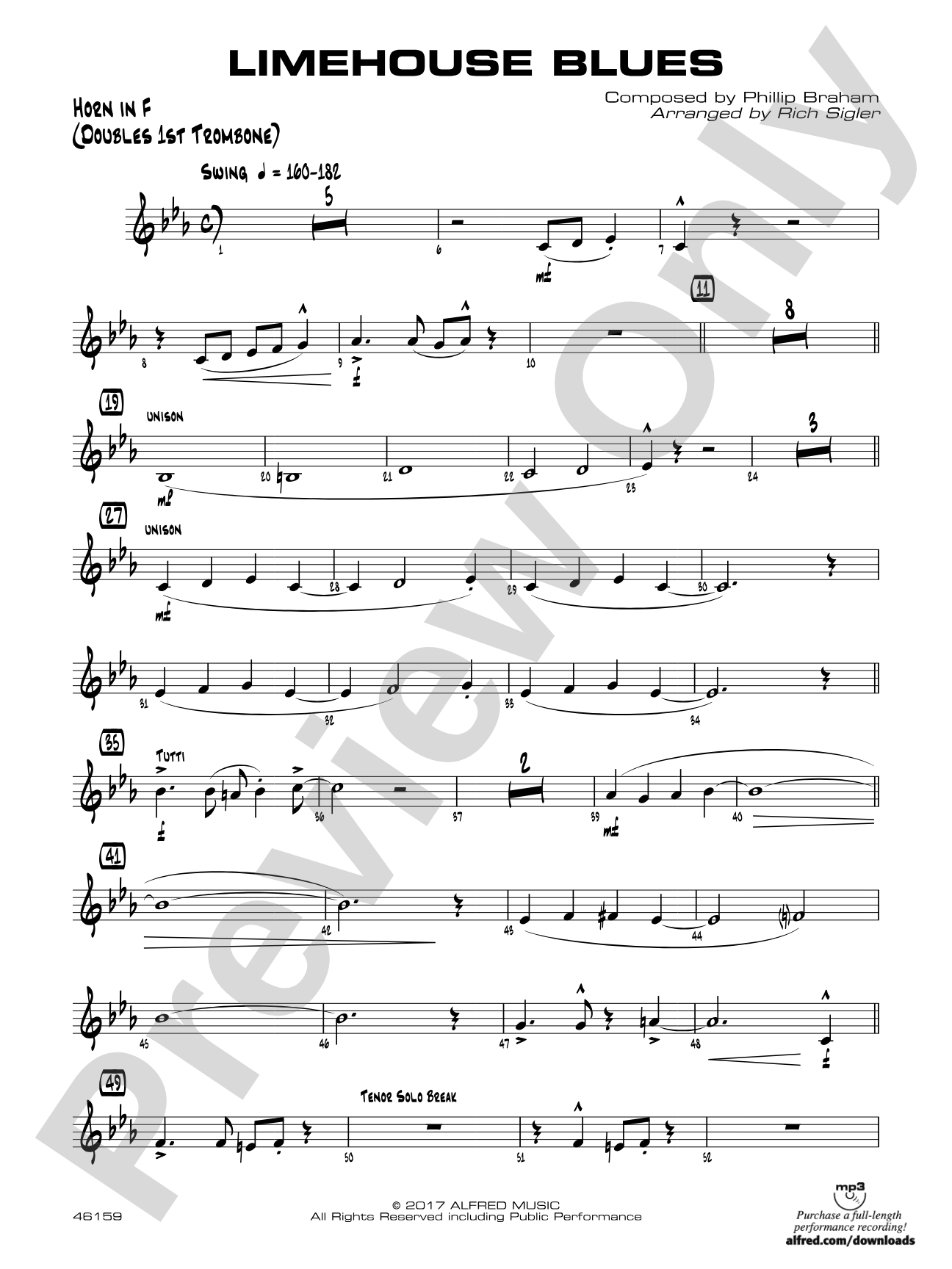 Limehouse Blues: 1st F Horn