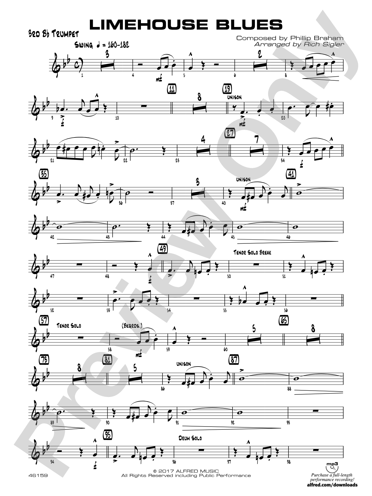 Limehouse Blues: 3rd B-flat Trumpet