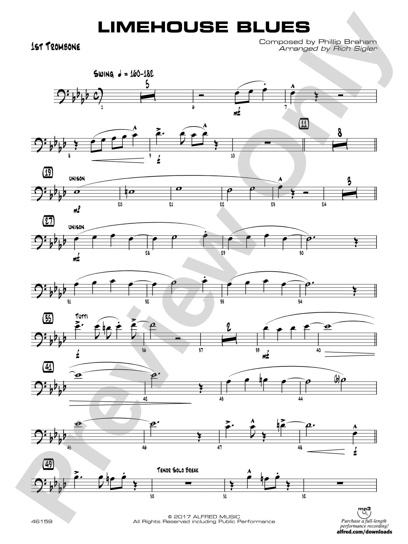 Limehouse Blues: 1st Trombone