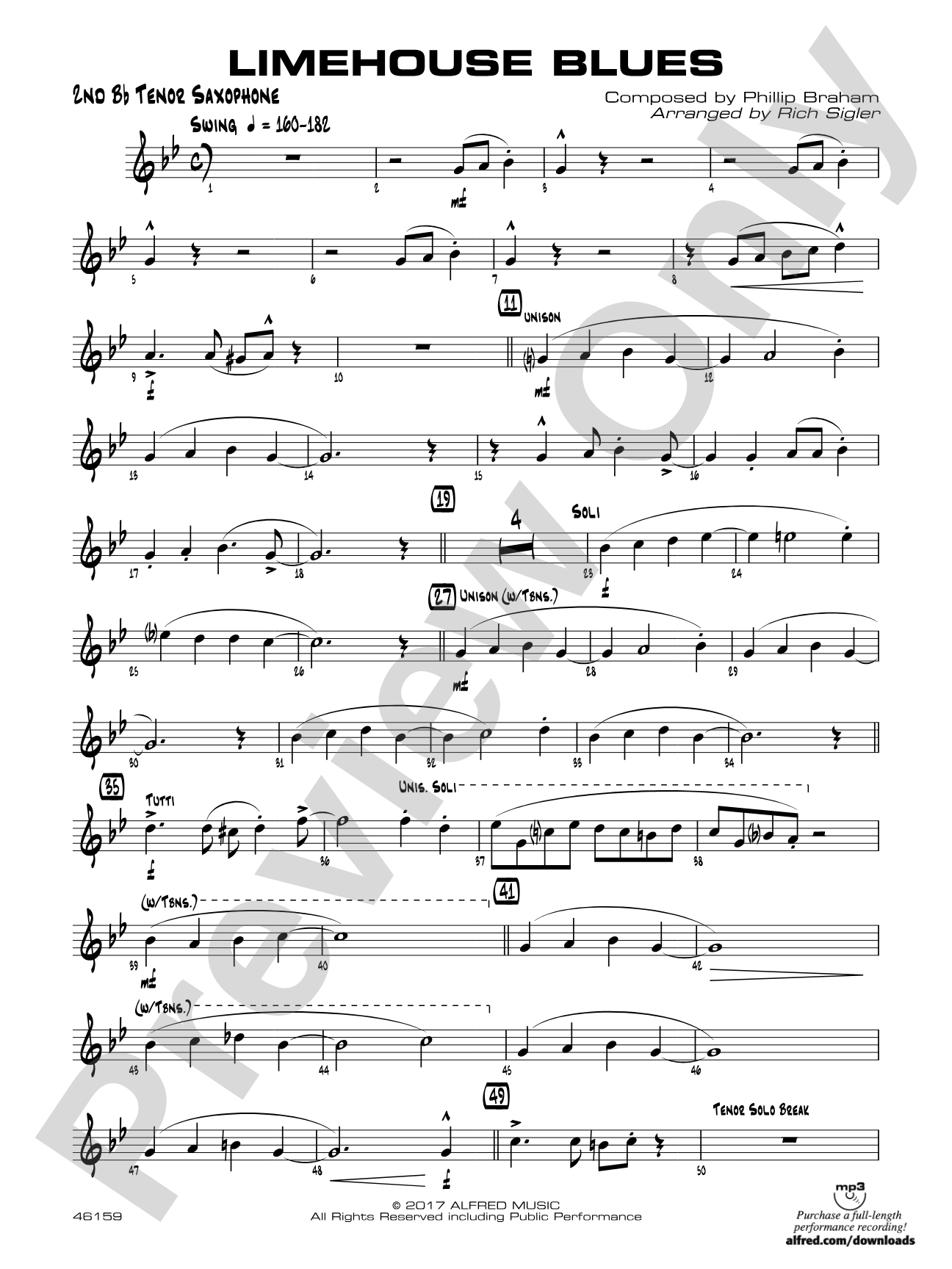Limehouse Blues: 2nd B-flat Tenor Saxophone