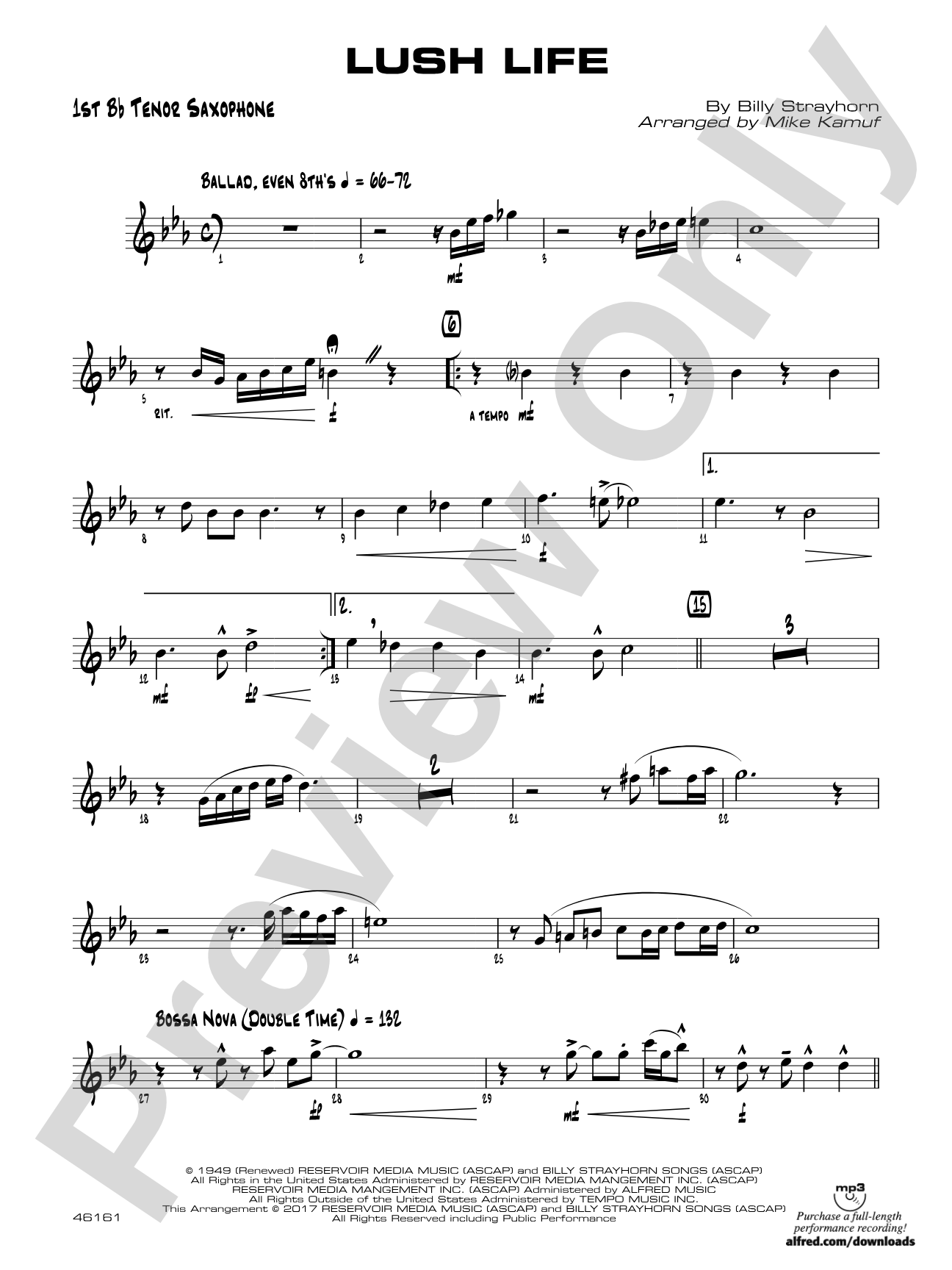 Lush Life: B-flat Tenor Saxophone