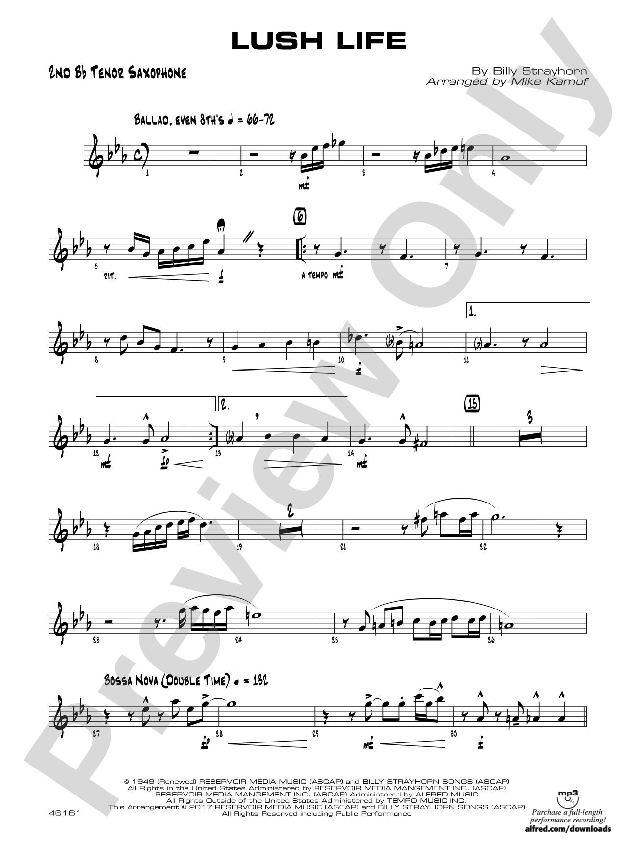Lush Life: 2nd B-flat Tenor Saxophone
