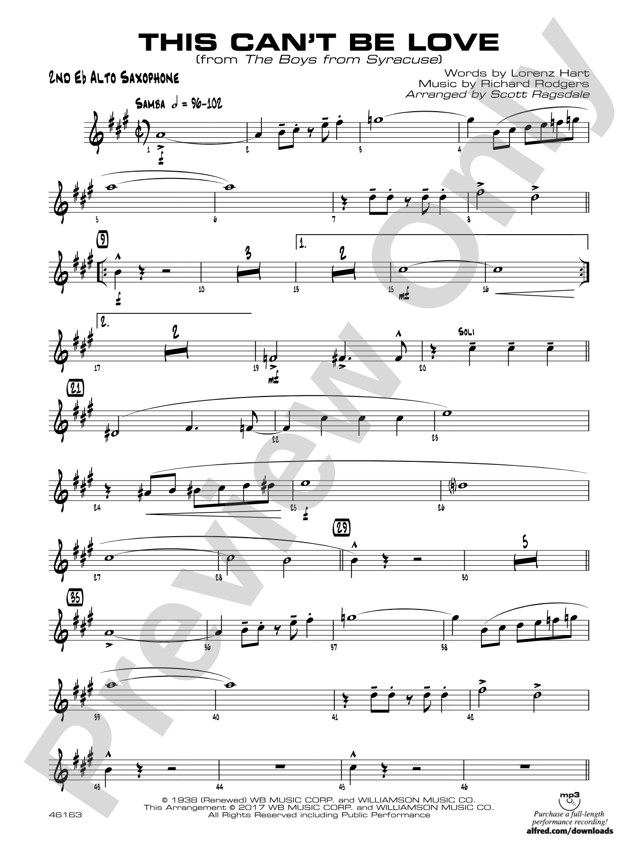 This Can't Be Love: 2nd E-flat Alto Saxophone
