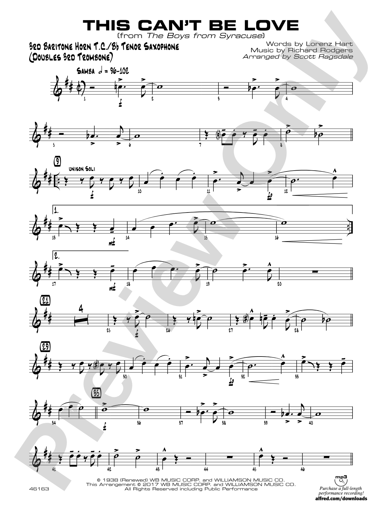 This Can't Be Love: 3rd Baritone T.C.