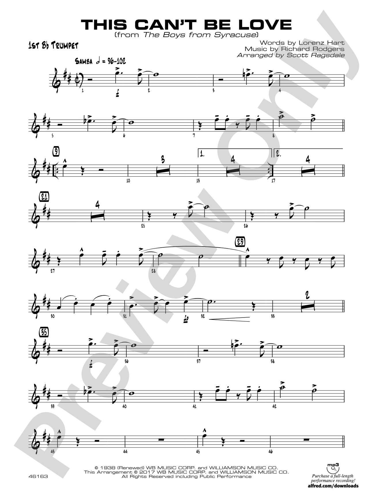 This Can't Be Love: 1st B-flat Trumpet