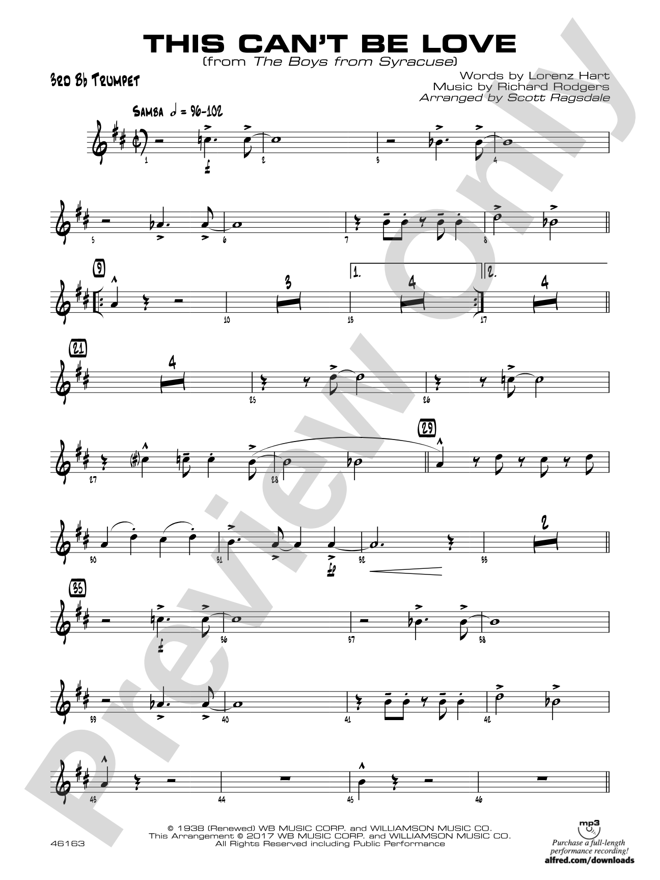 This Can't Be Love: 3rd B-flat Trumpet