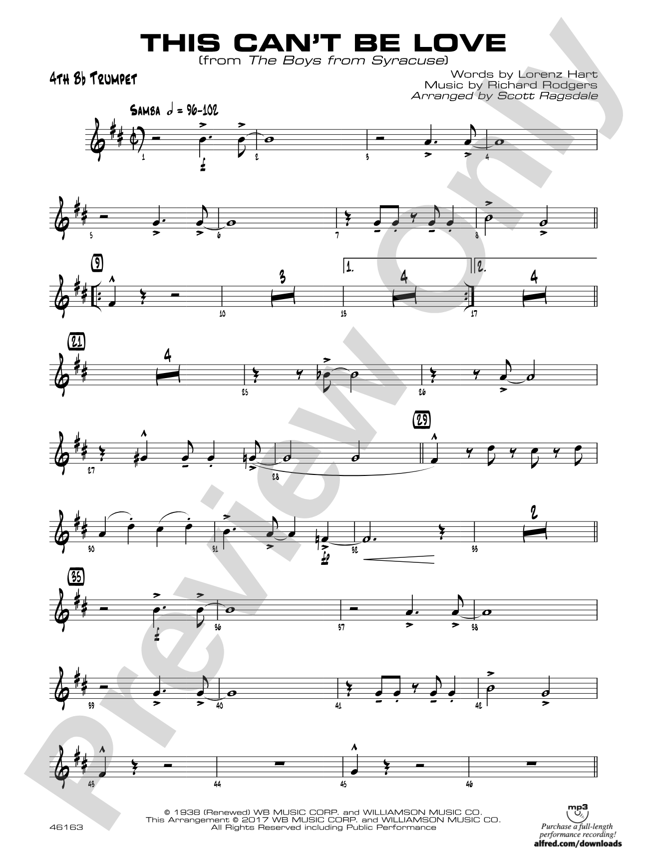 This Can't Be Love: 4th B-flat Trumpet