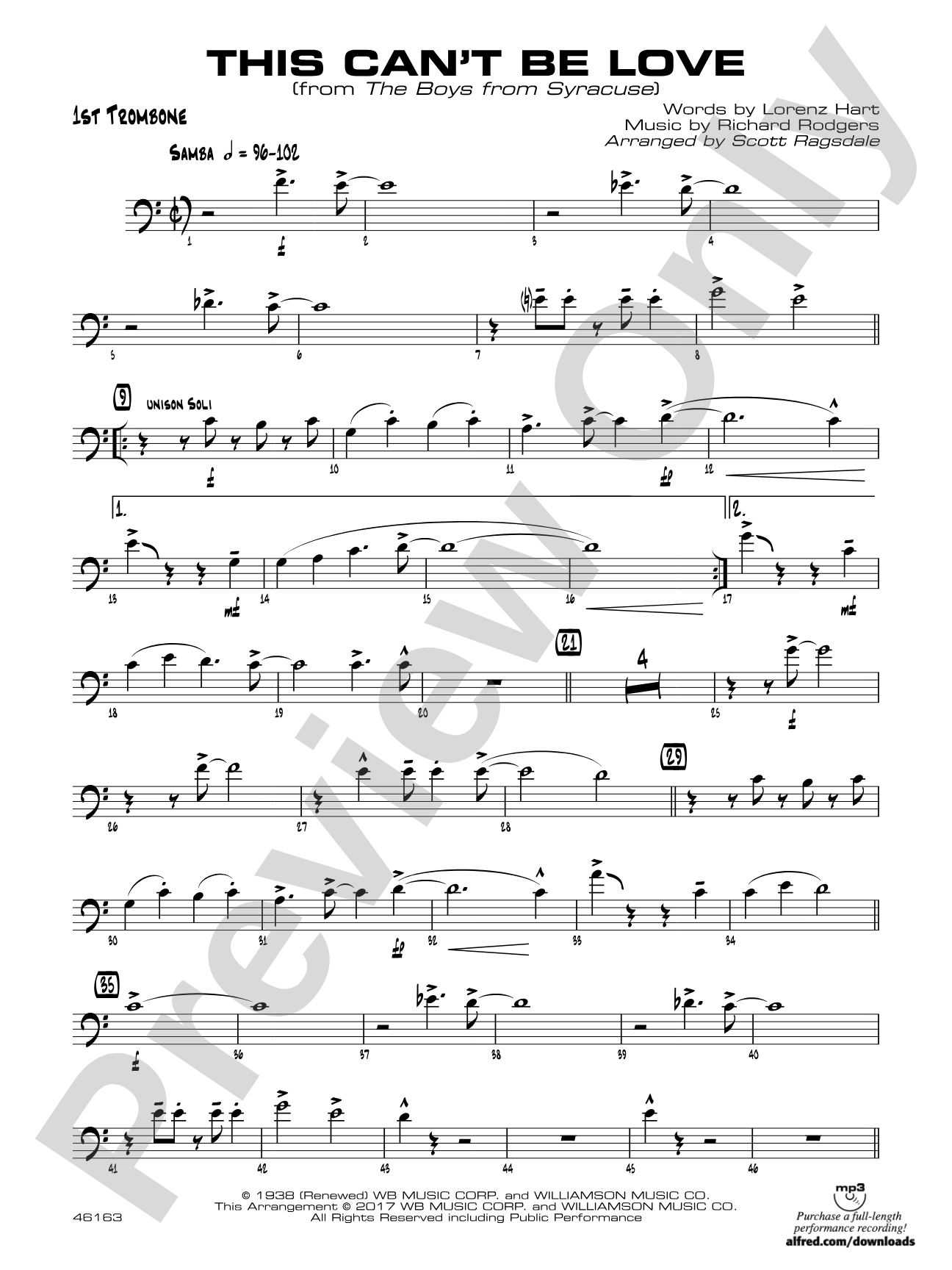 This Can't Be Love: 1st Trombone