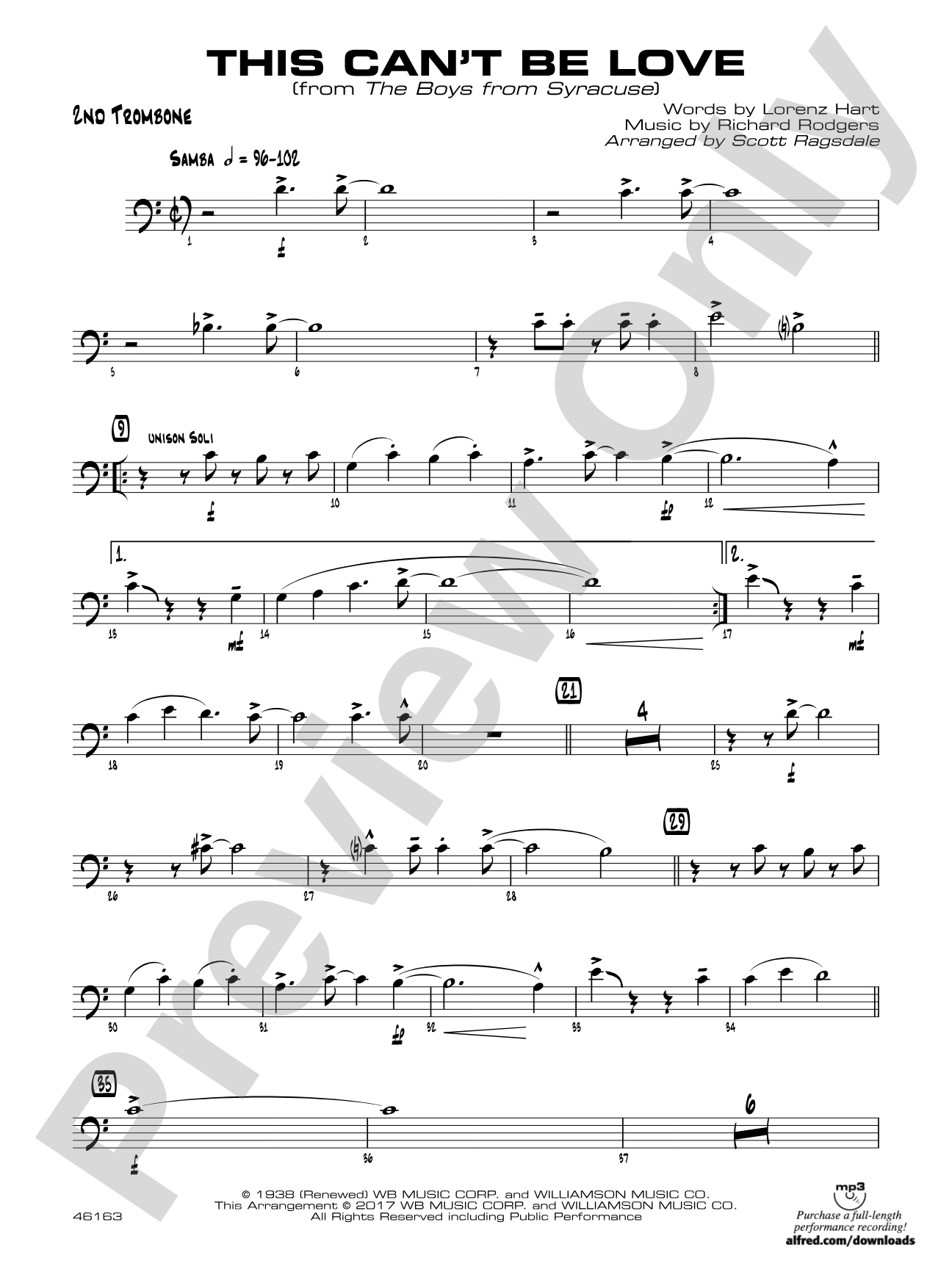 This Can't Be Love: 2nd Trombone