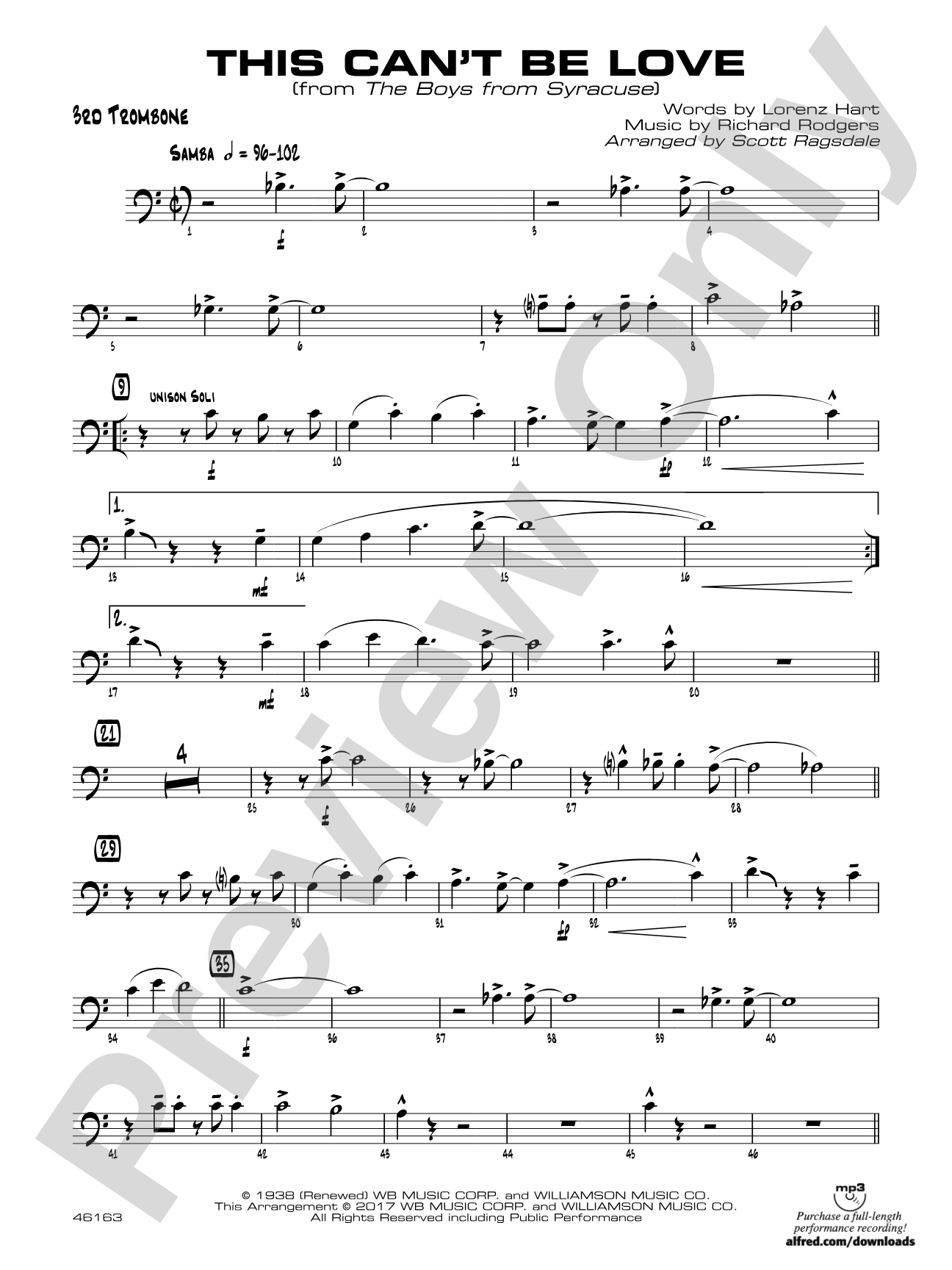 This Can't Be Love: 3rd Trombone