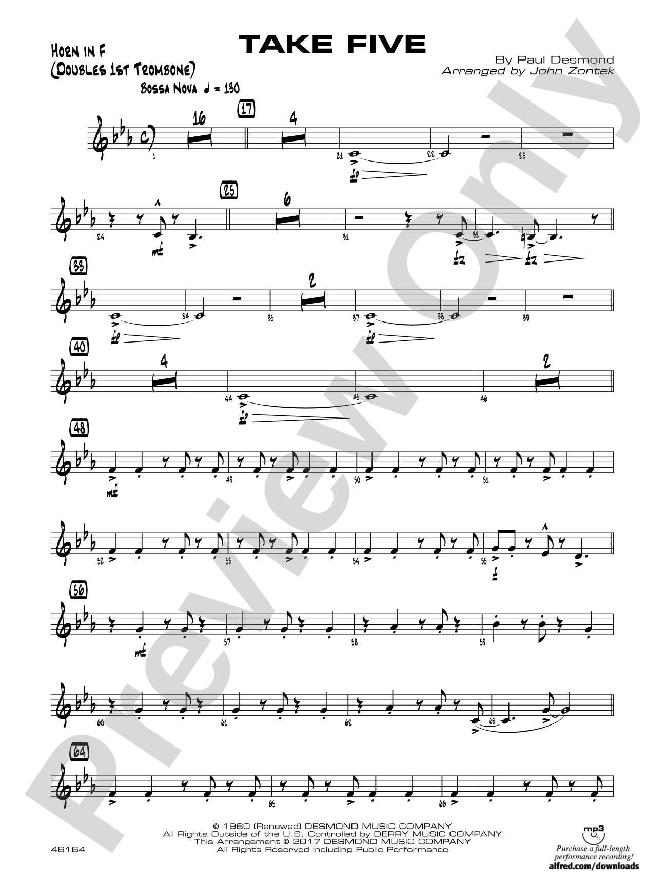 Take Five: 1st F Horn