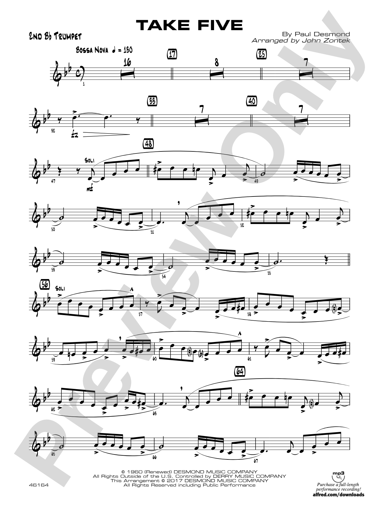Take Five: 2nd B-flat Trumpet