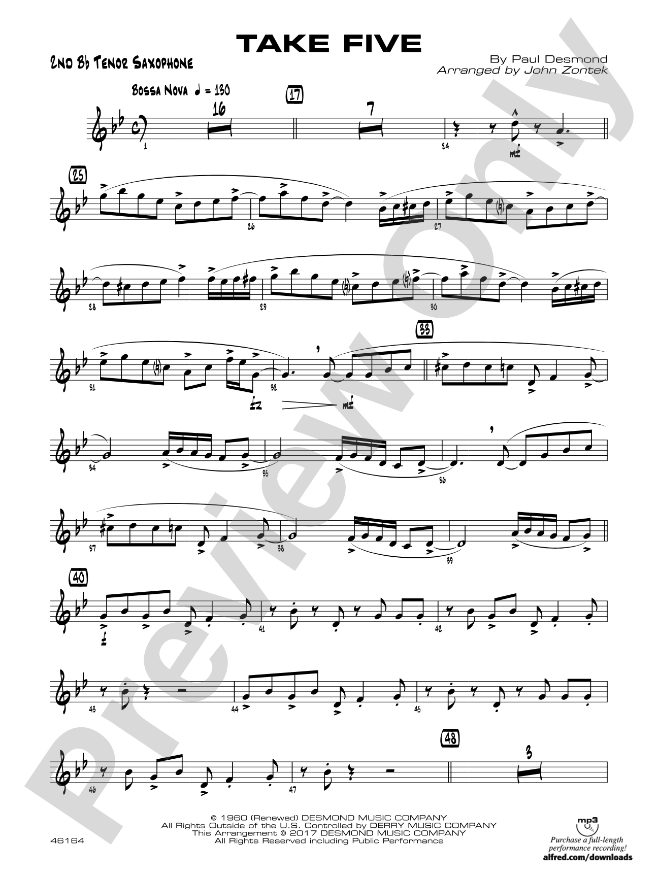 Take Five: 2nd B-flat Tenor Saxophone