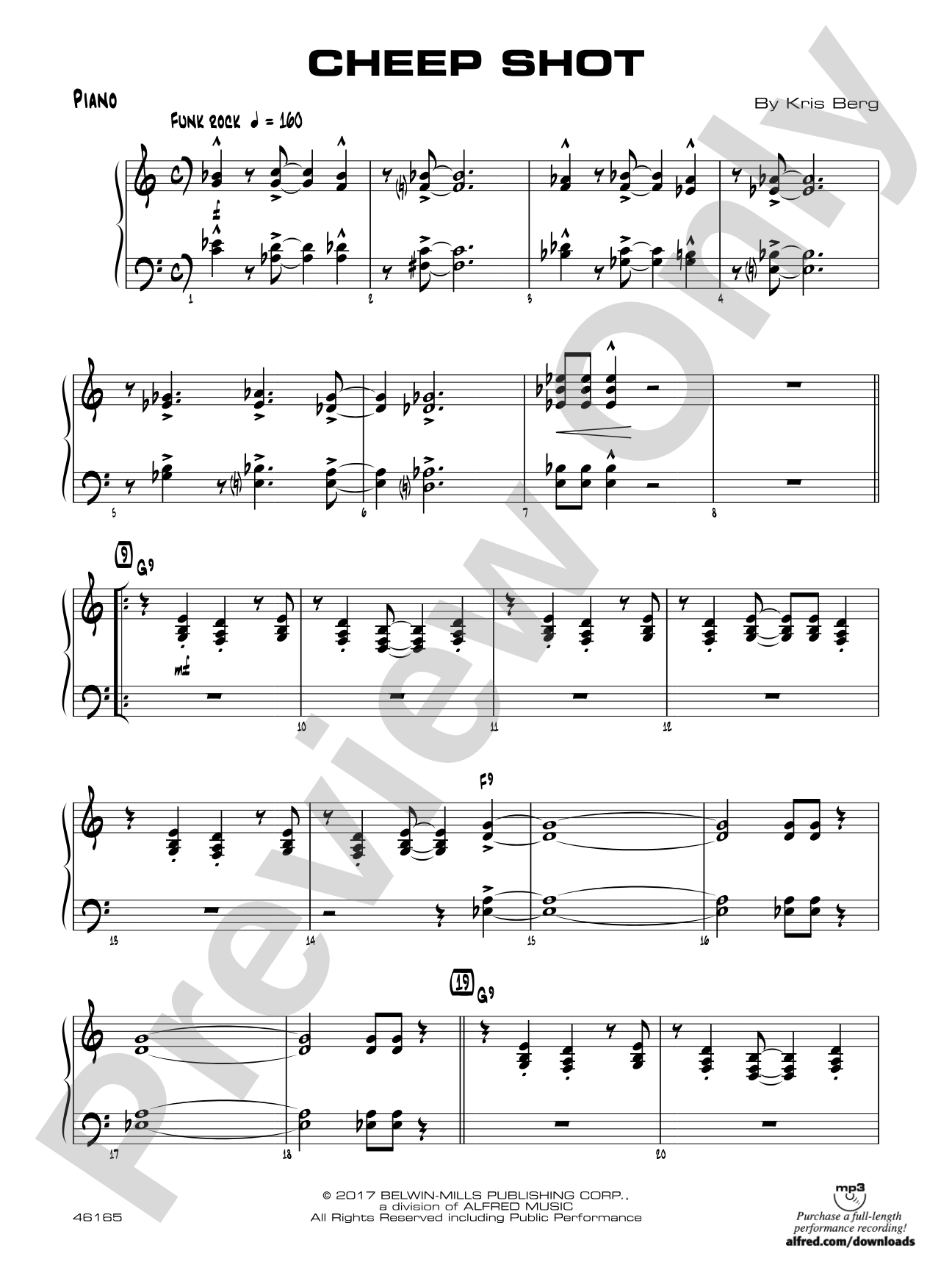 Cheep Shot: Piano Accompaniment