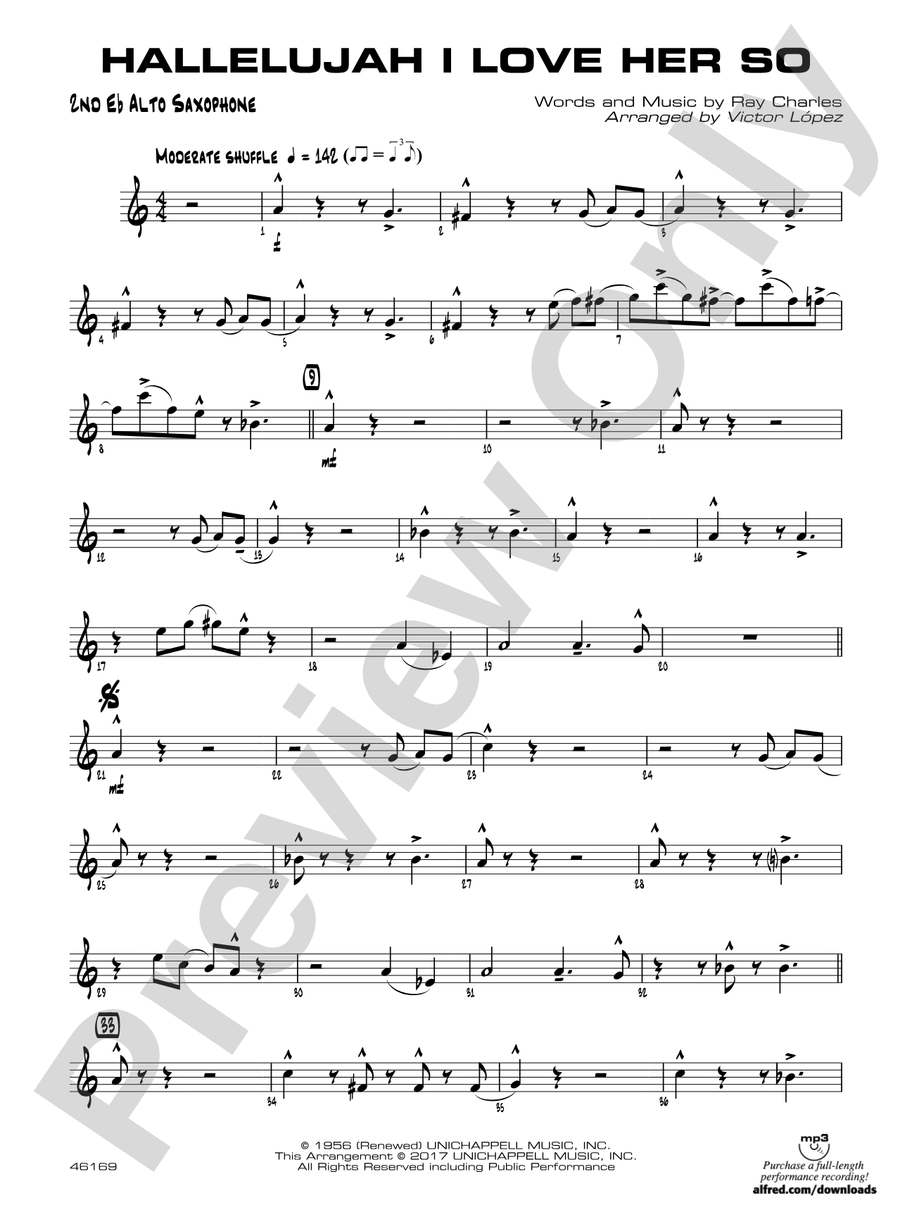 Hallelujah I Love Her So: 2nd E-flat Alto Saxophone