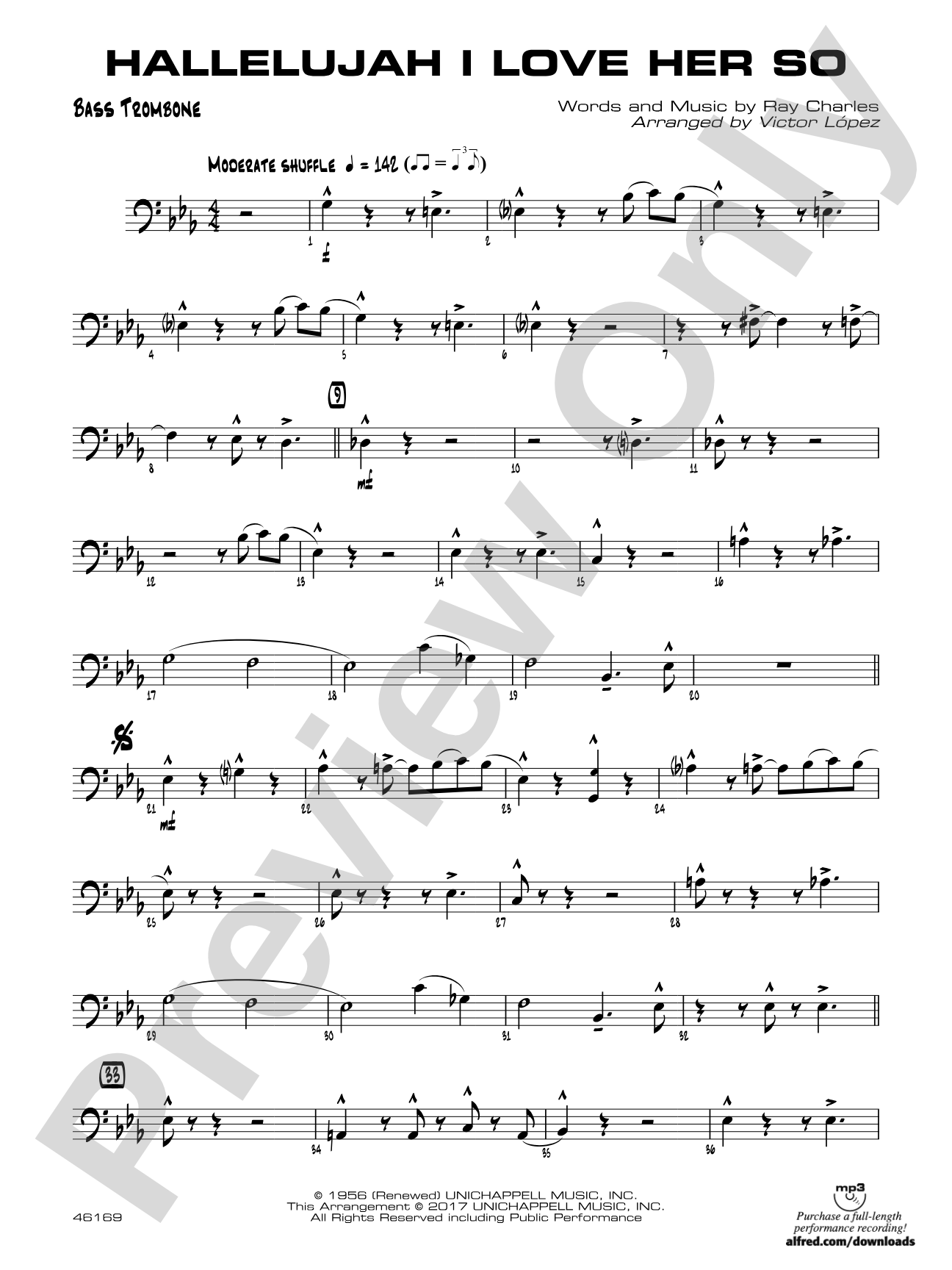 Hallelujah I Love Her So: Bass Trombone