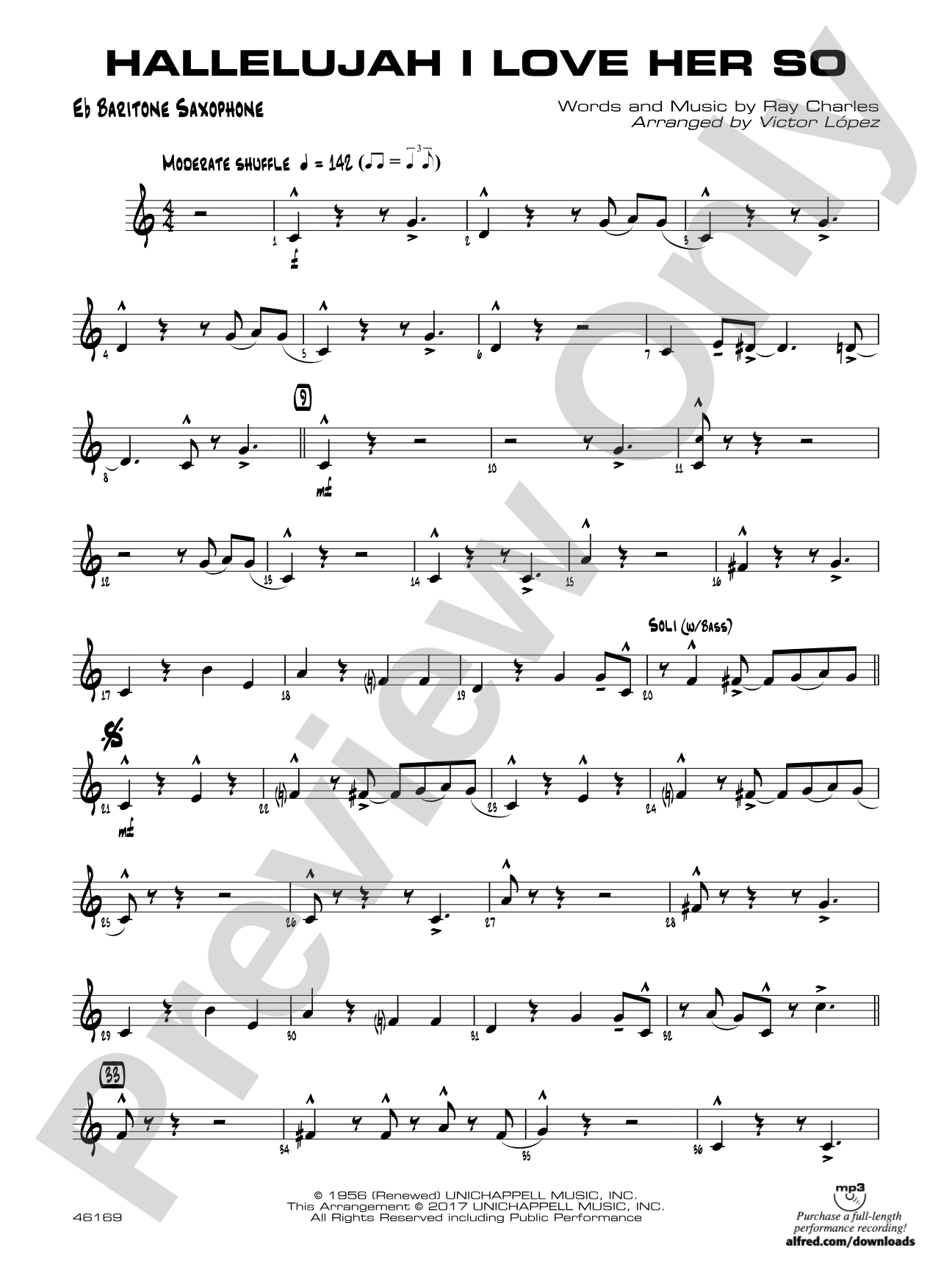 Hallelujah I Love Her So: E-flat Baritone Saxophone
