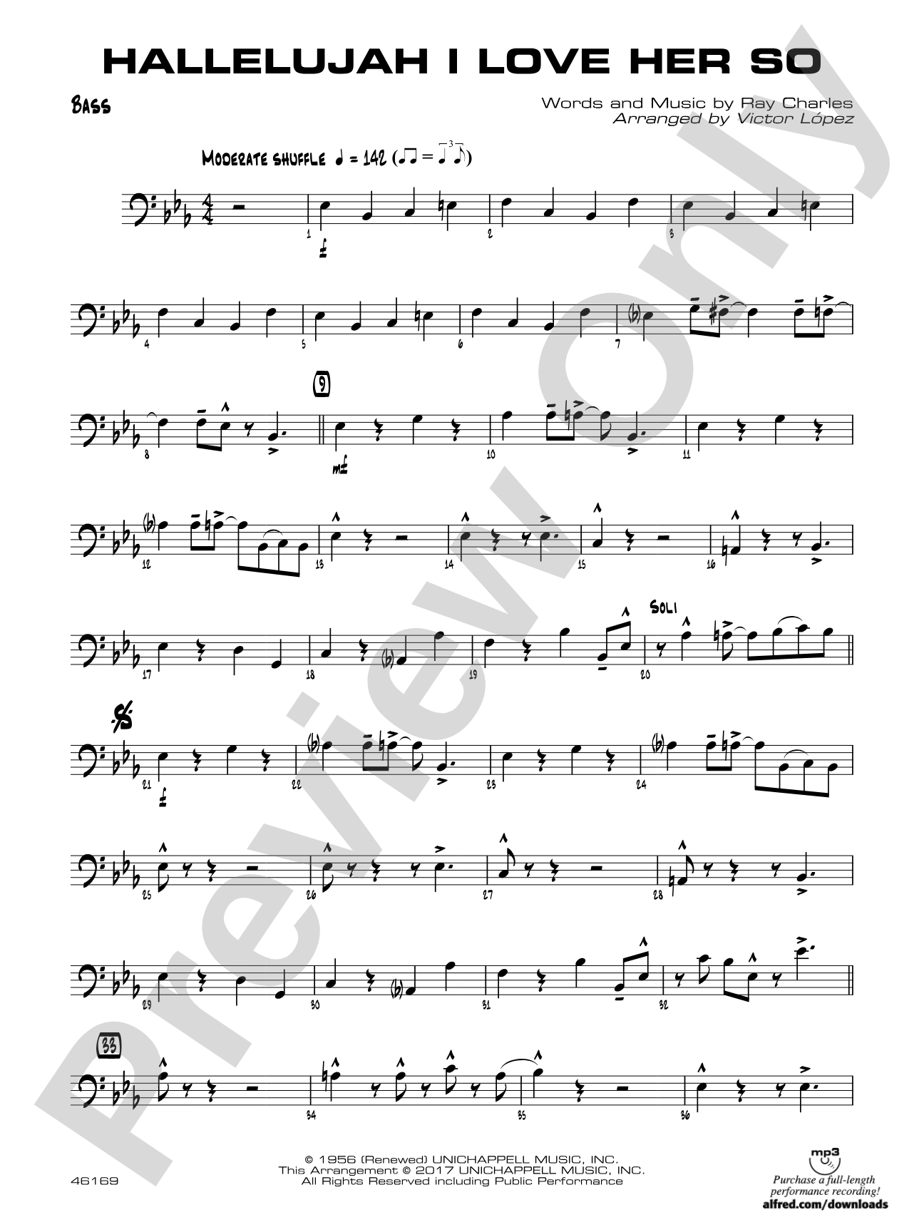 Hallelujah I Love Her So: String Bass