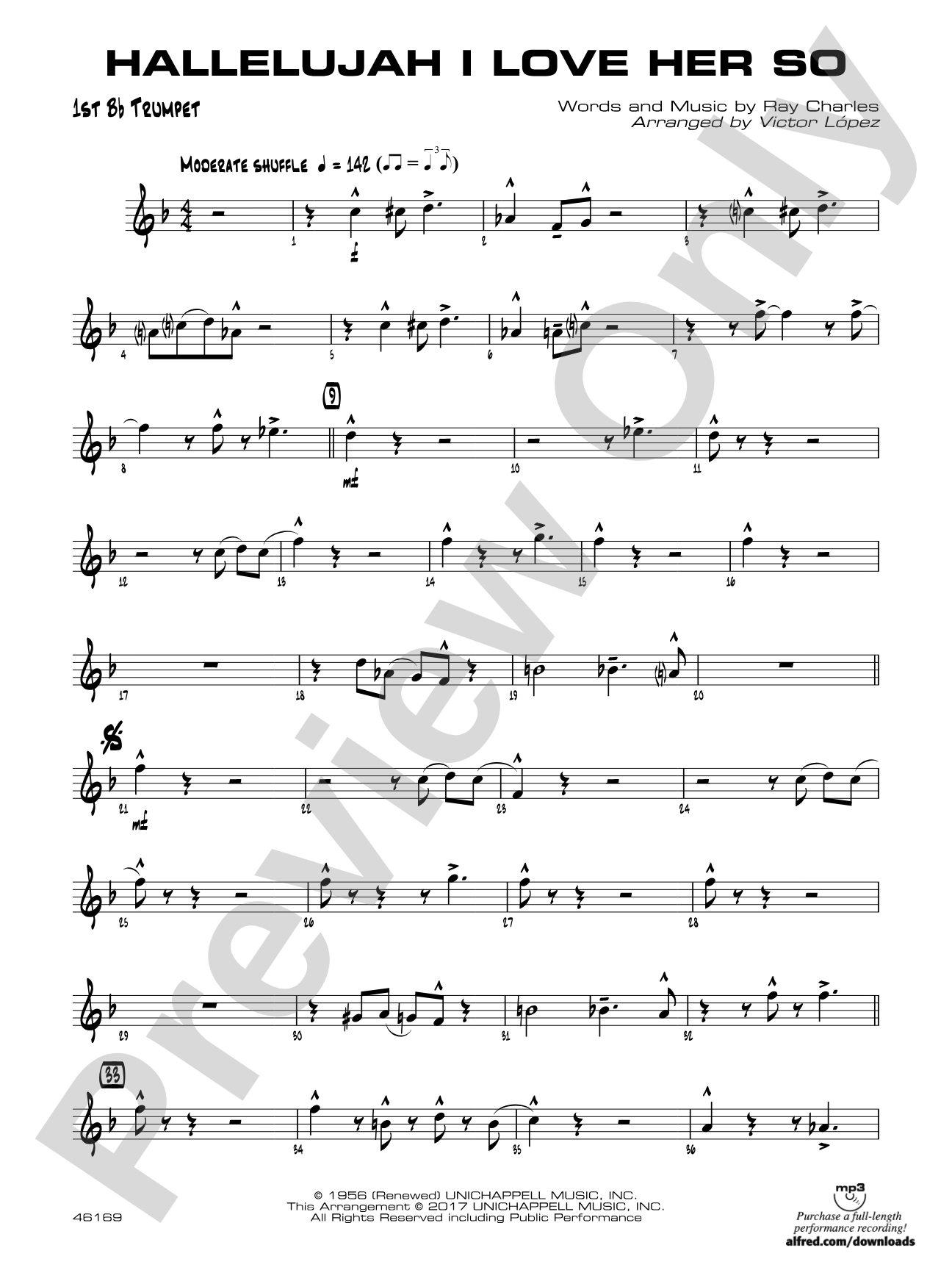 Hallelujah I Love Her So: 1st B-flat Trumpet