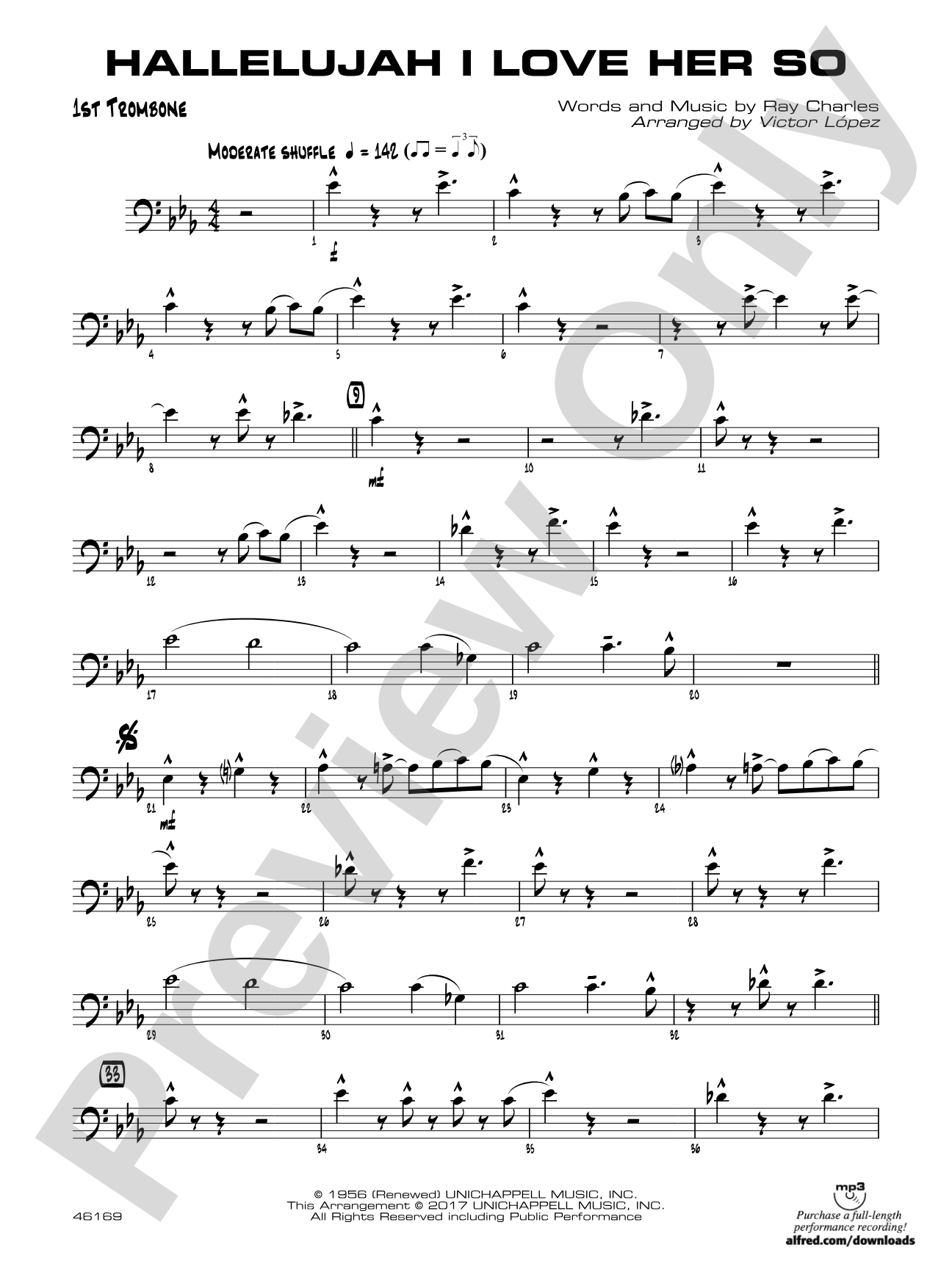 Hallelujah I Love Her So: 1st Trombone