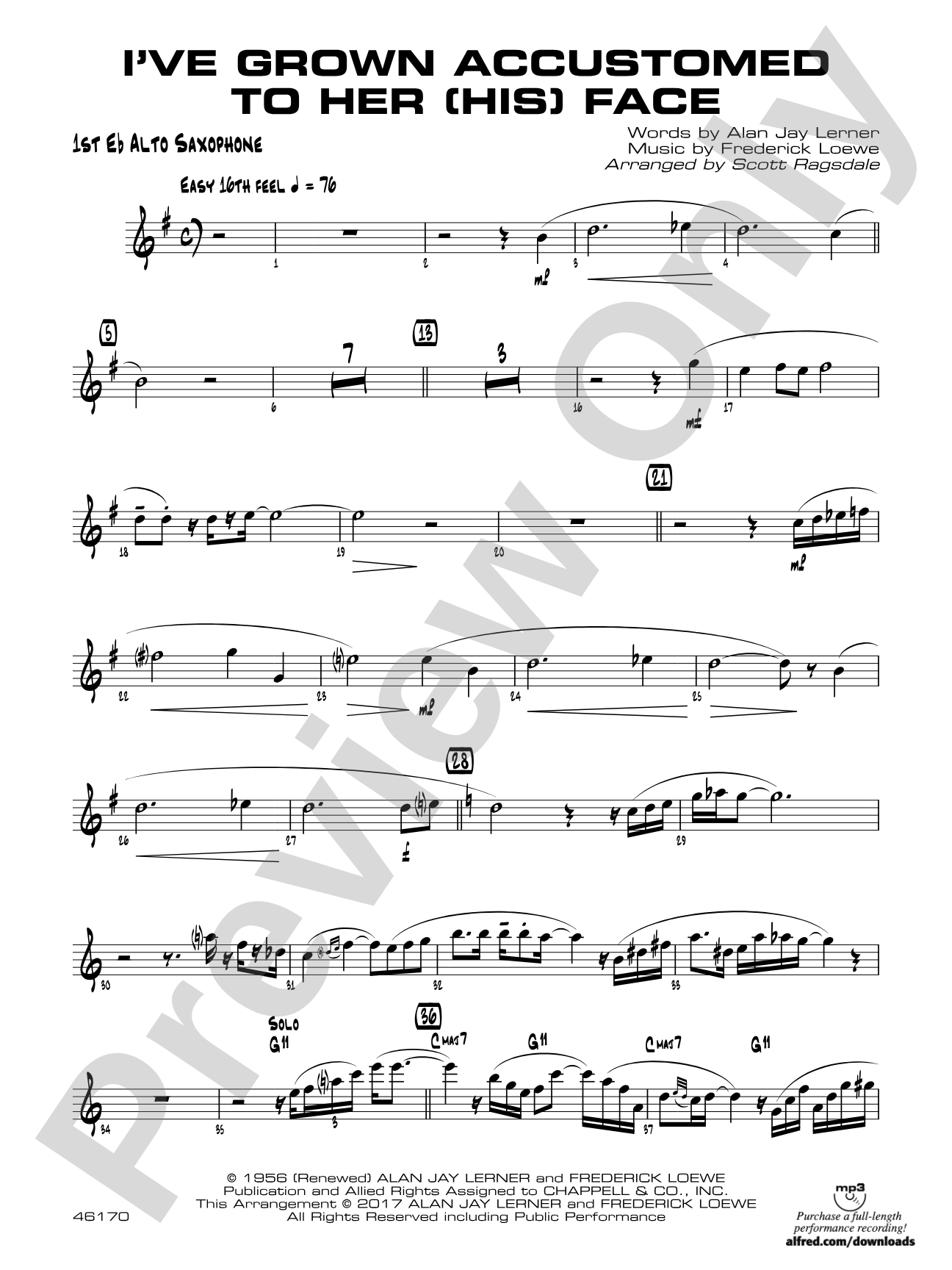 I've Grown Accustomed to Her (His) Face: E-flat Alto Saxophone