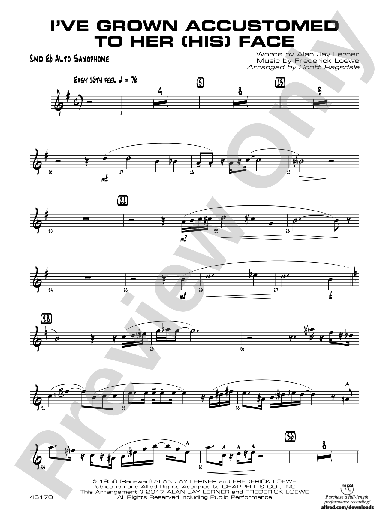 I've Grown Accustomed to Her (His) Face: 2nd E-flat Alto Saxophone
