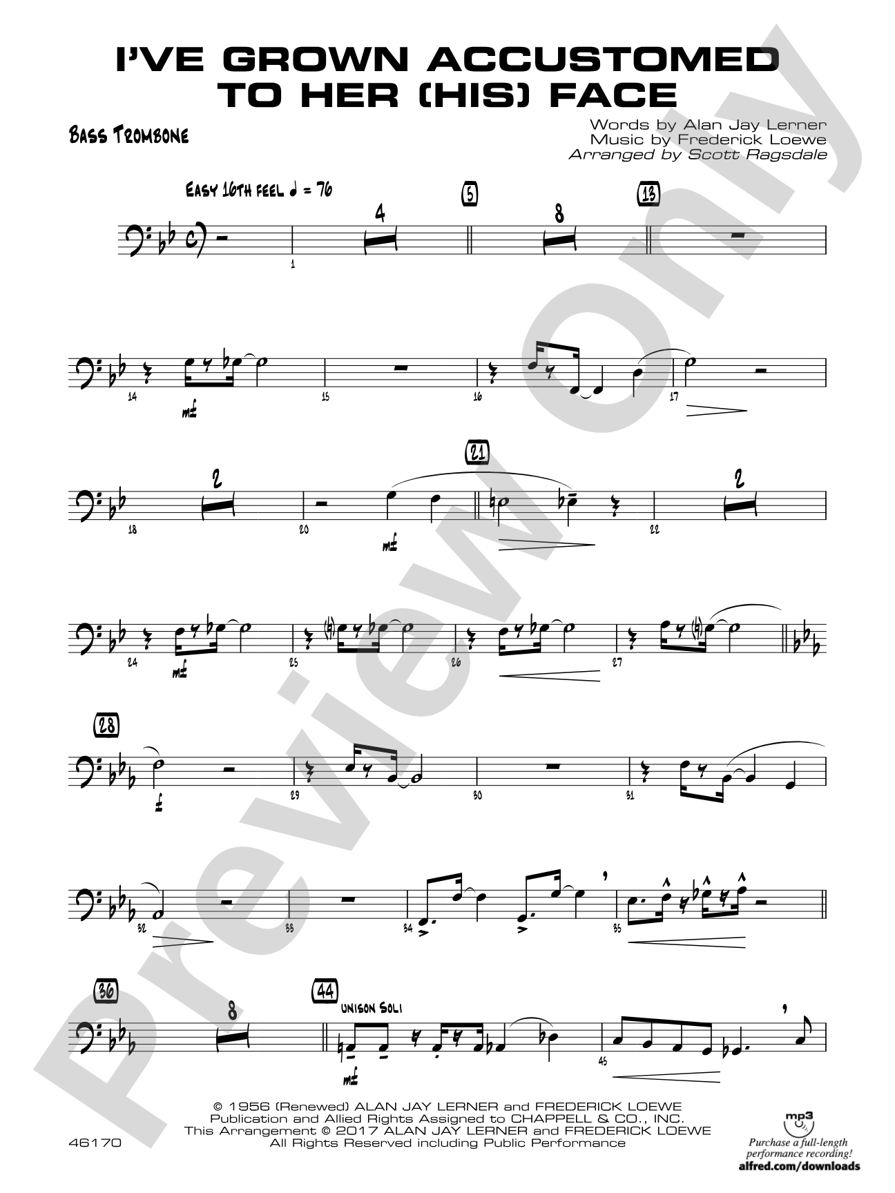 I've Grown Accustomed to Her (His) Face: Bass Trombone