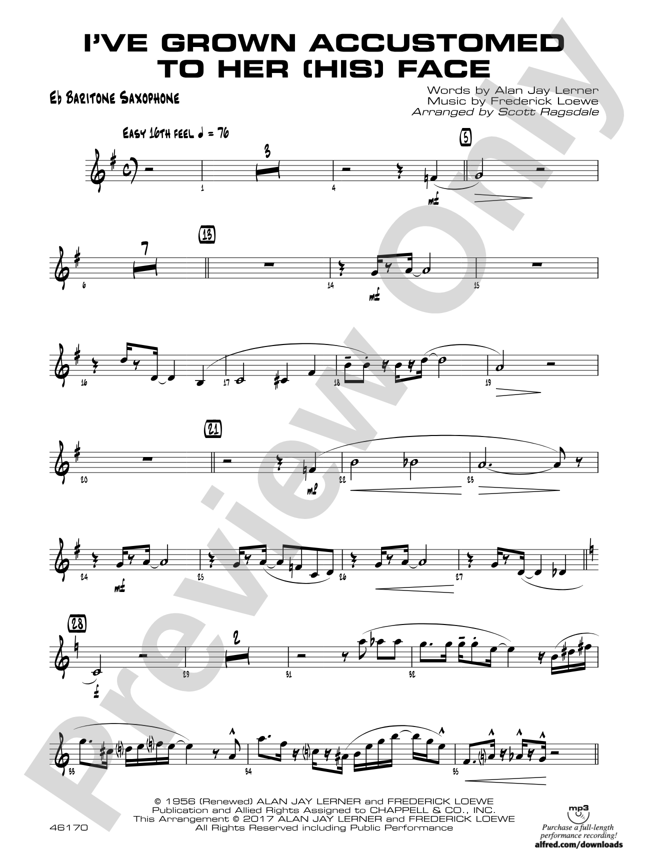 I've Grown Accustomed to Her (His) Face: E-flat Baritone Saxophone