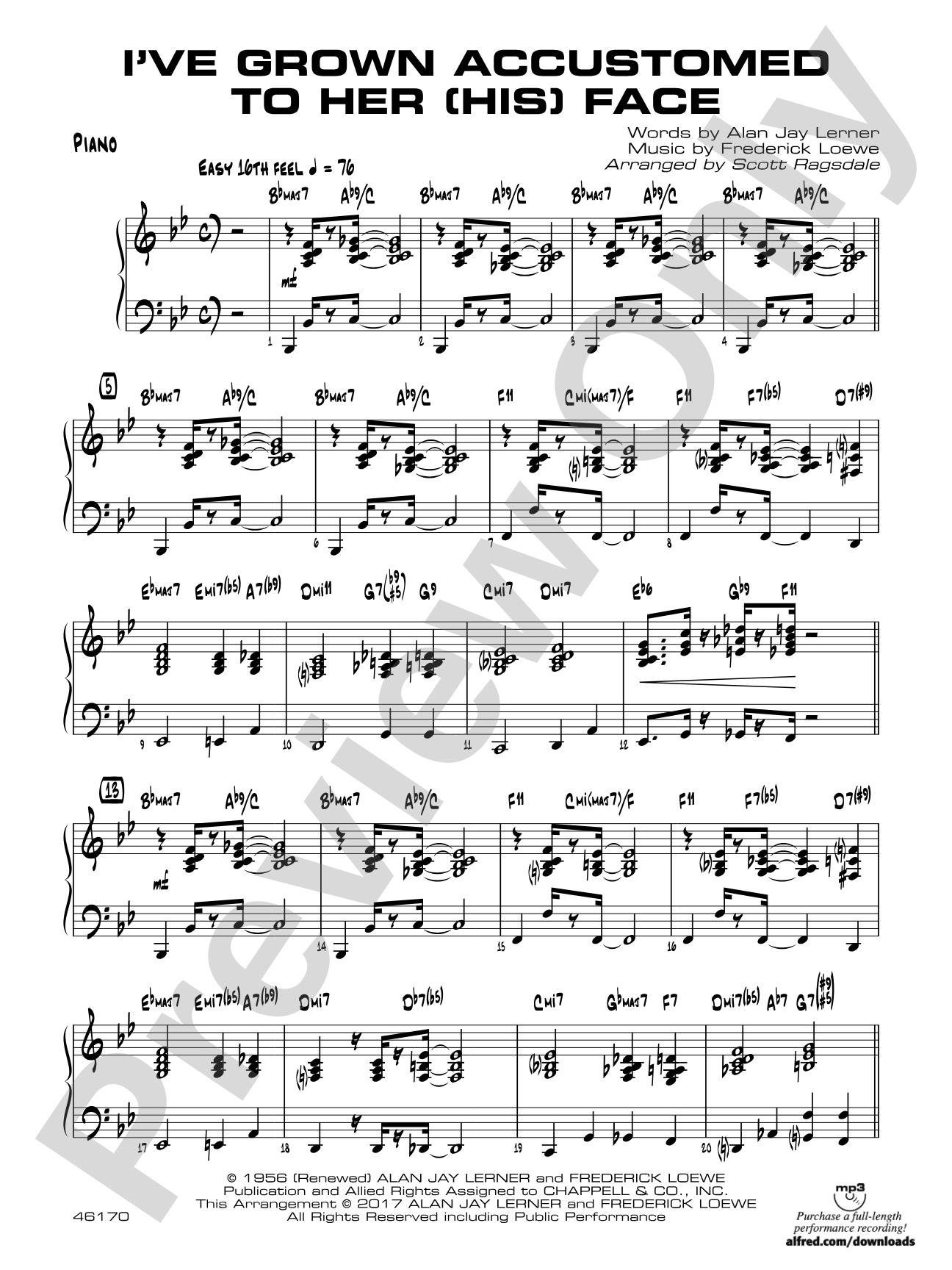 I've Grown Accustomed to Her (His) Face: Piano Accompaniment