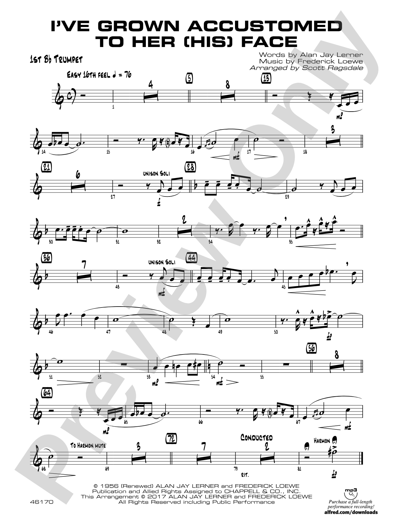 I've Grown Accustomed to Her (His) Face: 1st B-flat Trumpet