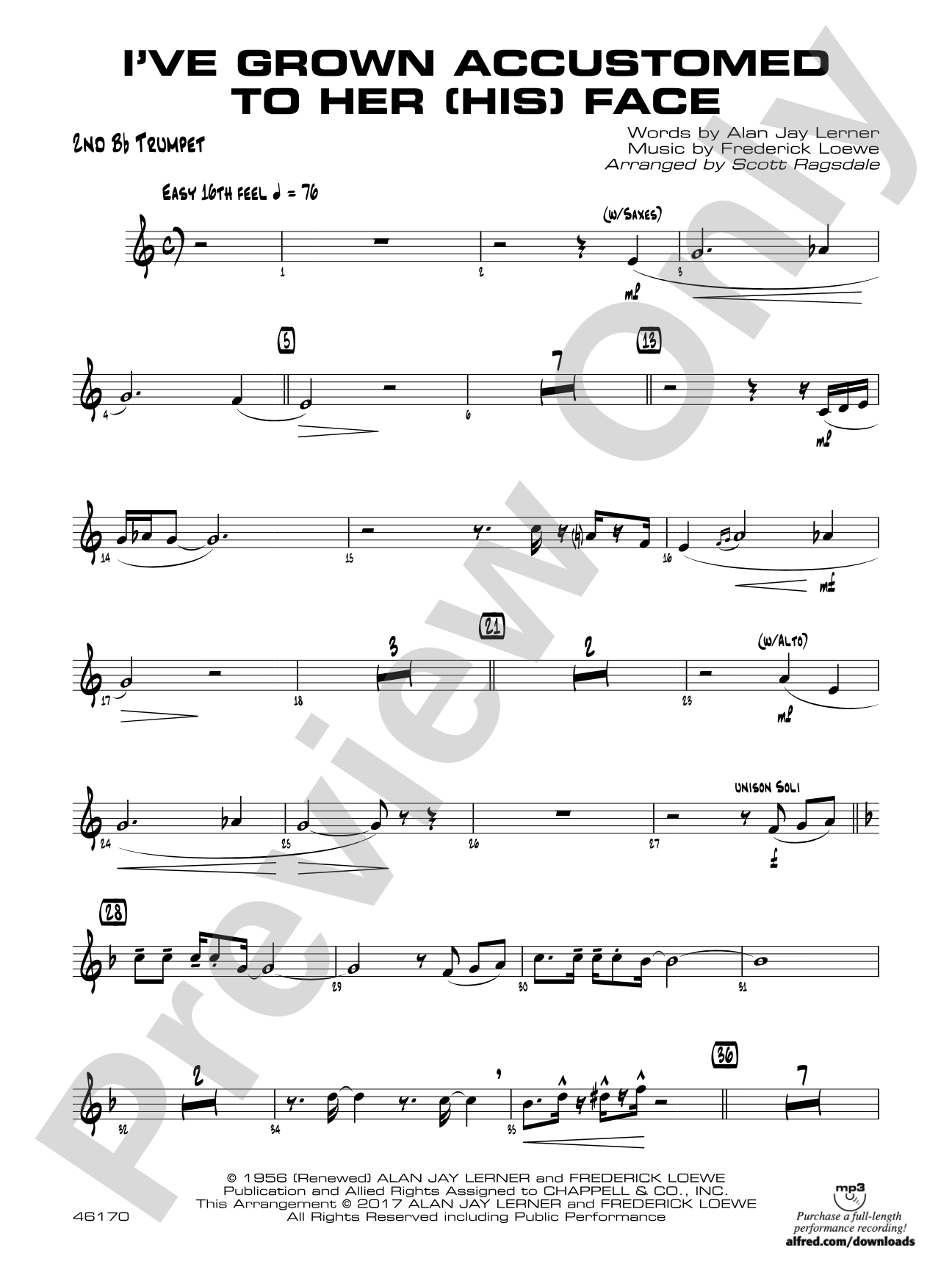 I've Grown Accustomed to Her (His) Face: 2nd B-flat Trumpet