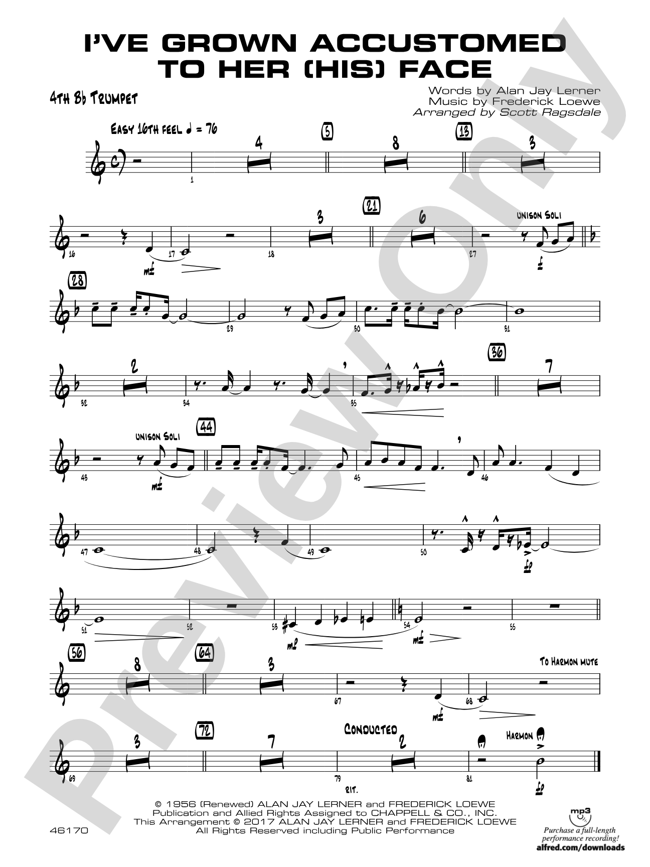 I've Grown Accustomed to Her (His) Face: 4th B-flat Trumpet