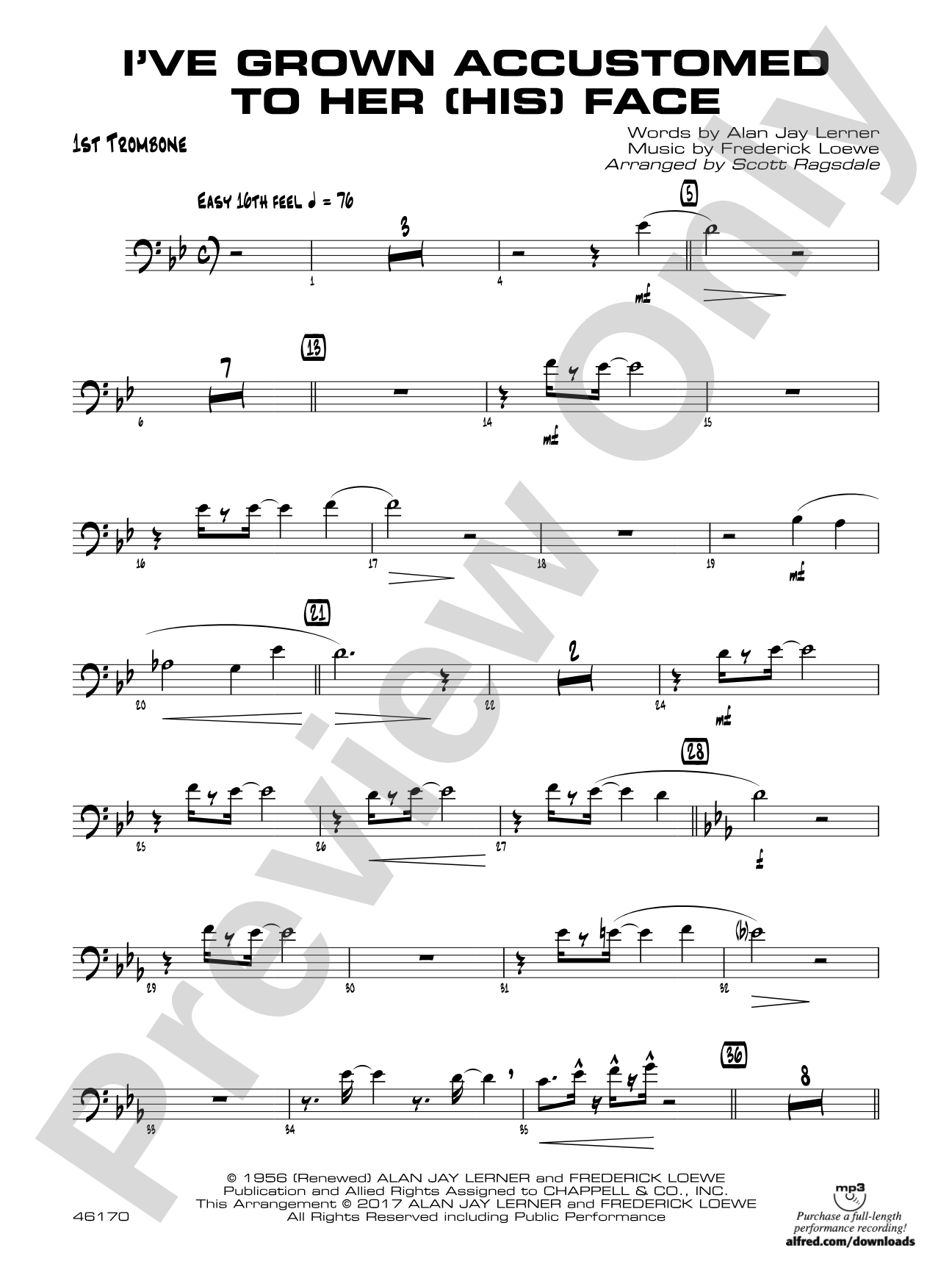 I've Grown Accustomed to Her (His) Face: 1st Trombone
