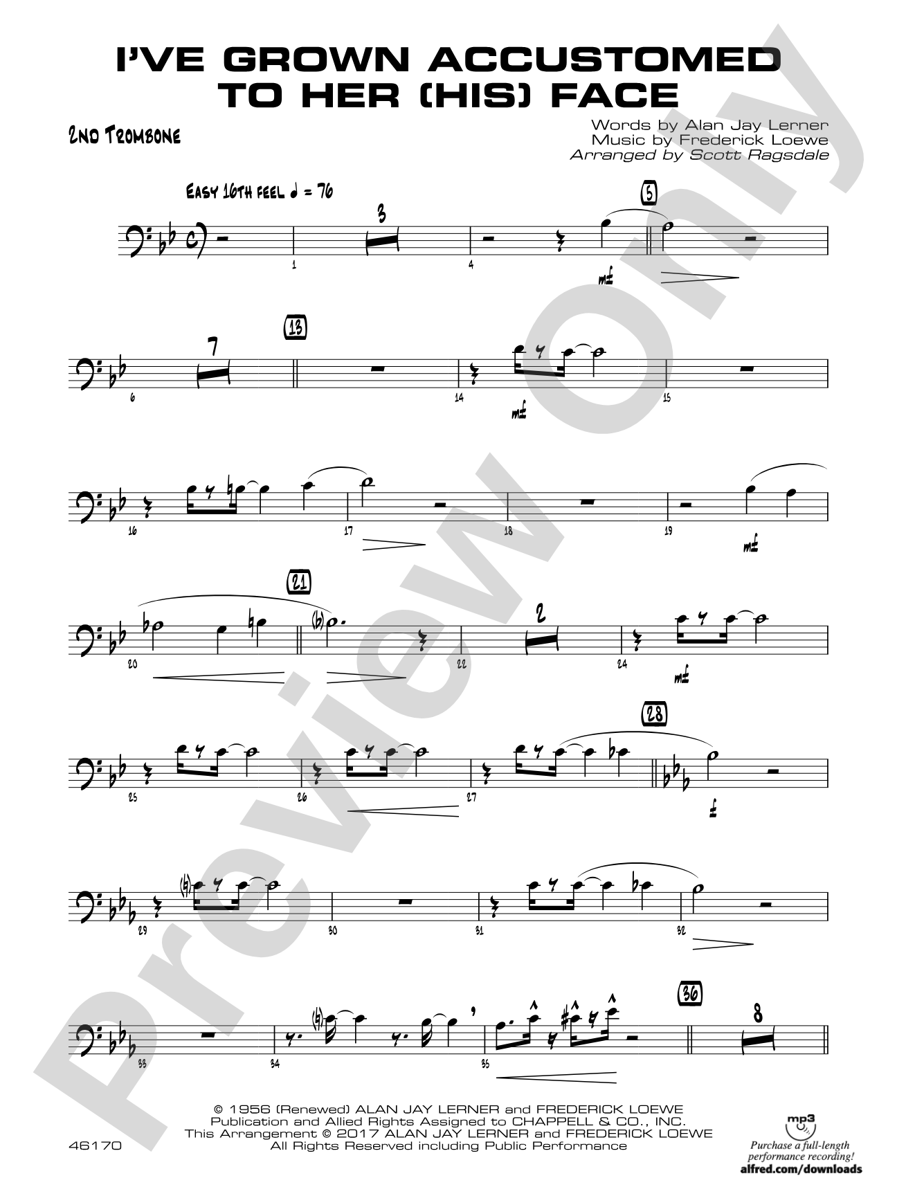 I've Grown Accustomed to Her (His) Face: 2nd Trombone