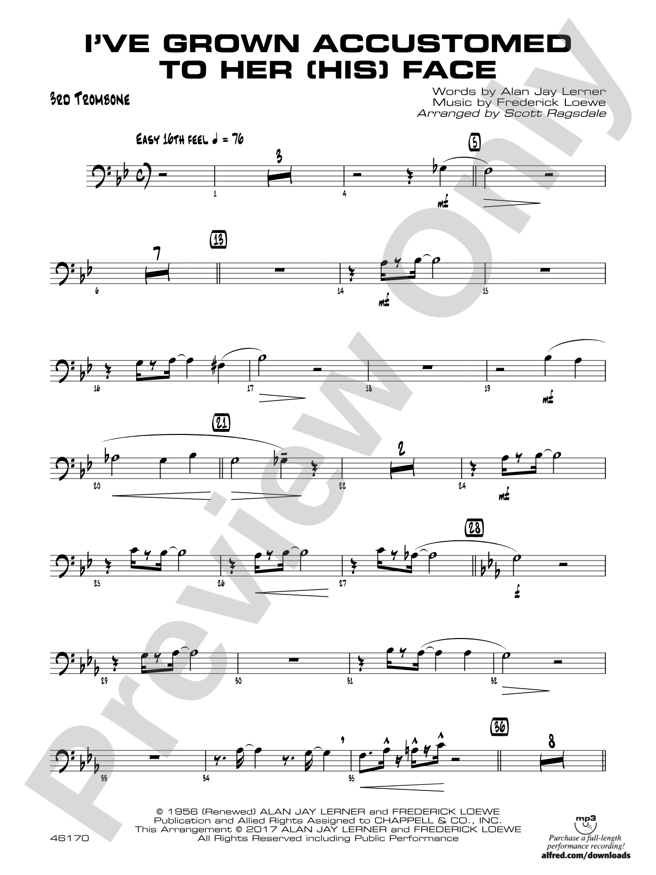 I've Grown Accustomed to Her (His) Face: 3rd Trombone