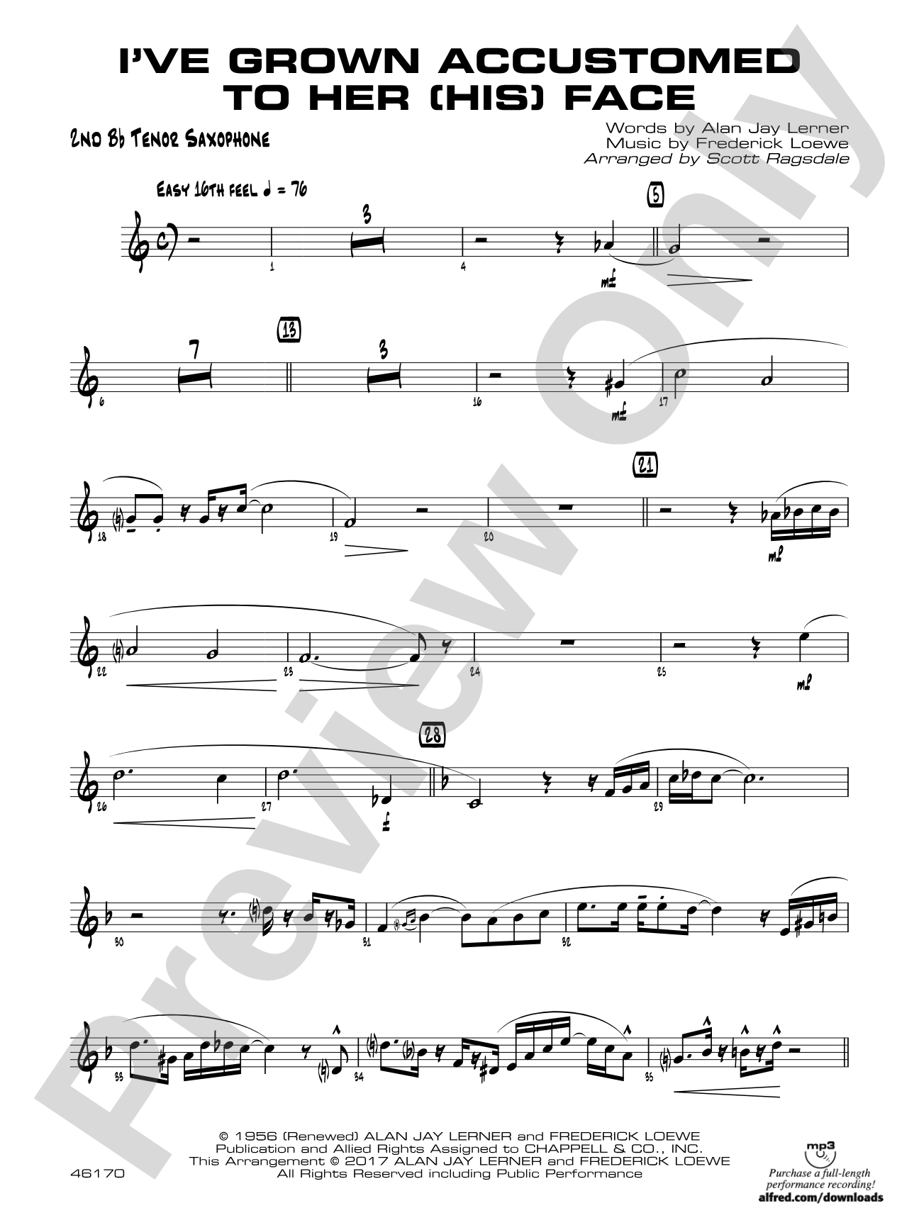 I've Grown Accustomed to Her (His) Face: 2nd B-flat Tenor Saxophone