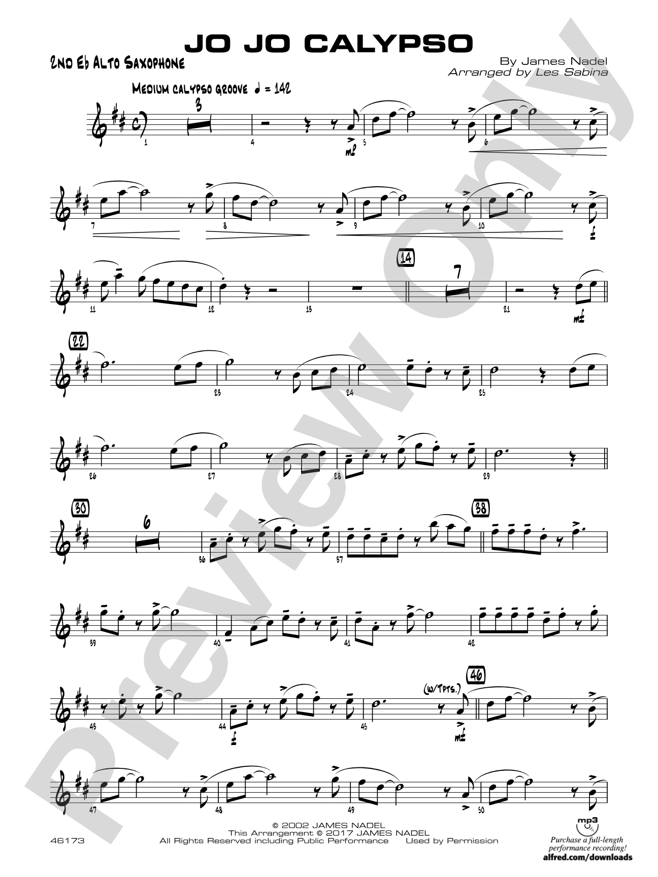 Jo Jo Calypso: 2nd E-flat Alto Saxophone